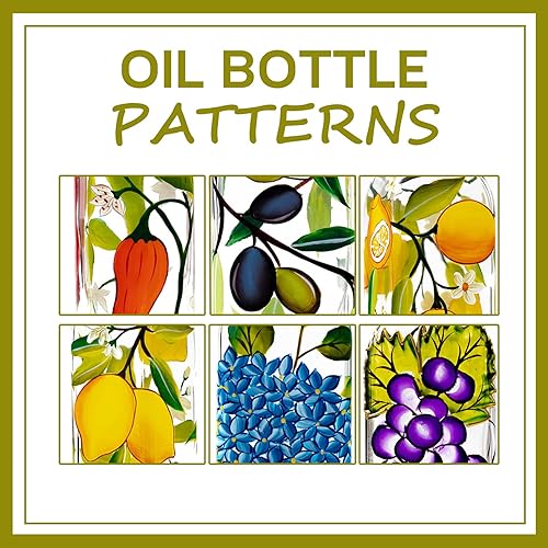 Miniatura 3 de YIYUKODO - Botella de vidrio para aceite de oliva pintada a mano, de 500 ml, ideal para aceite y vinagre, de color verde, con vertedores,