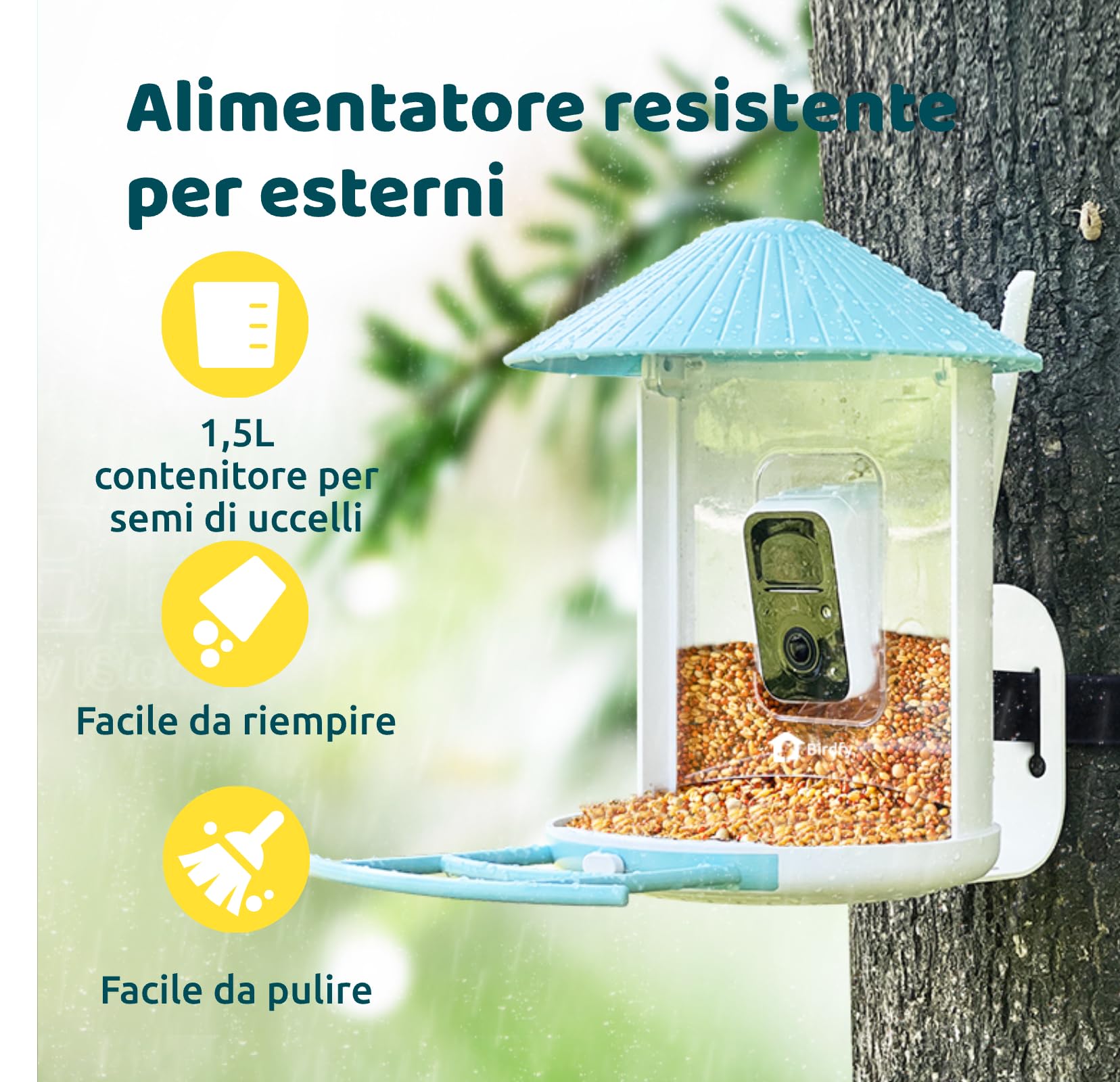 NETVUE Birdfy Pro Lite Vogelhaus mit Kamera, Vogelfutterstation mit Kamera & DIY Multifunktionsständer, Futterstationen für Wildvögel, Vogelfutterspender mit Meisenknödelhalter, Wasser/Gelee Feeder