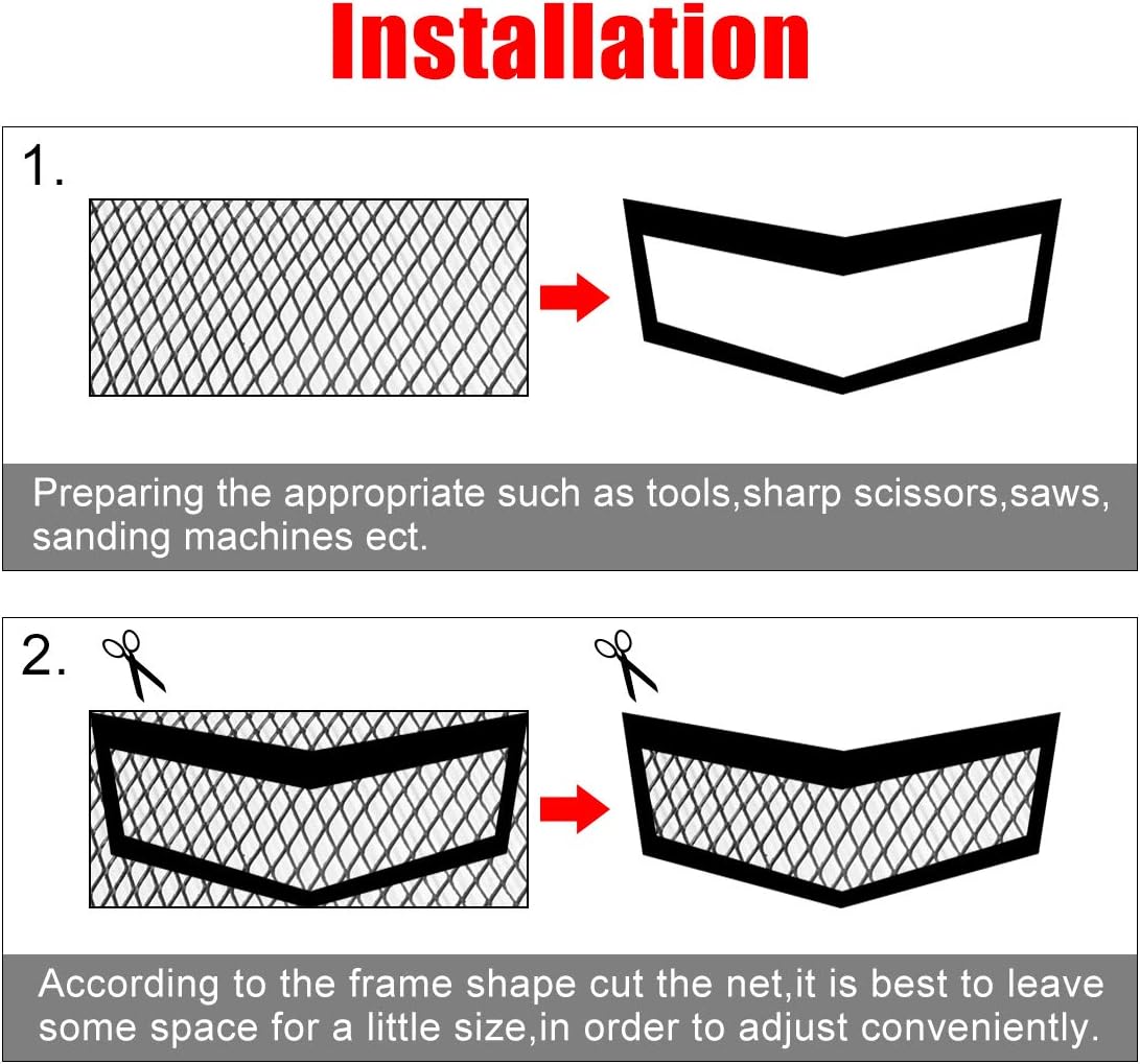 uxcell 40x13 Inch Car Grille Mesh Aluminum Alloy Universal Bumper Rhombic Hole 4x8mm Black