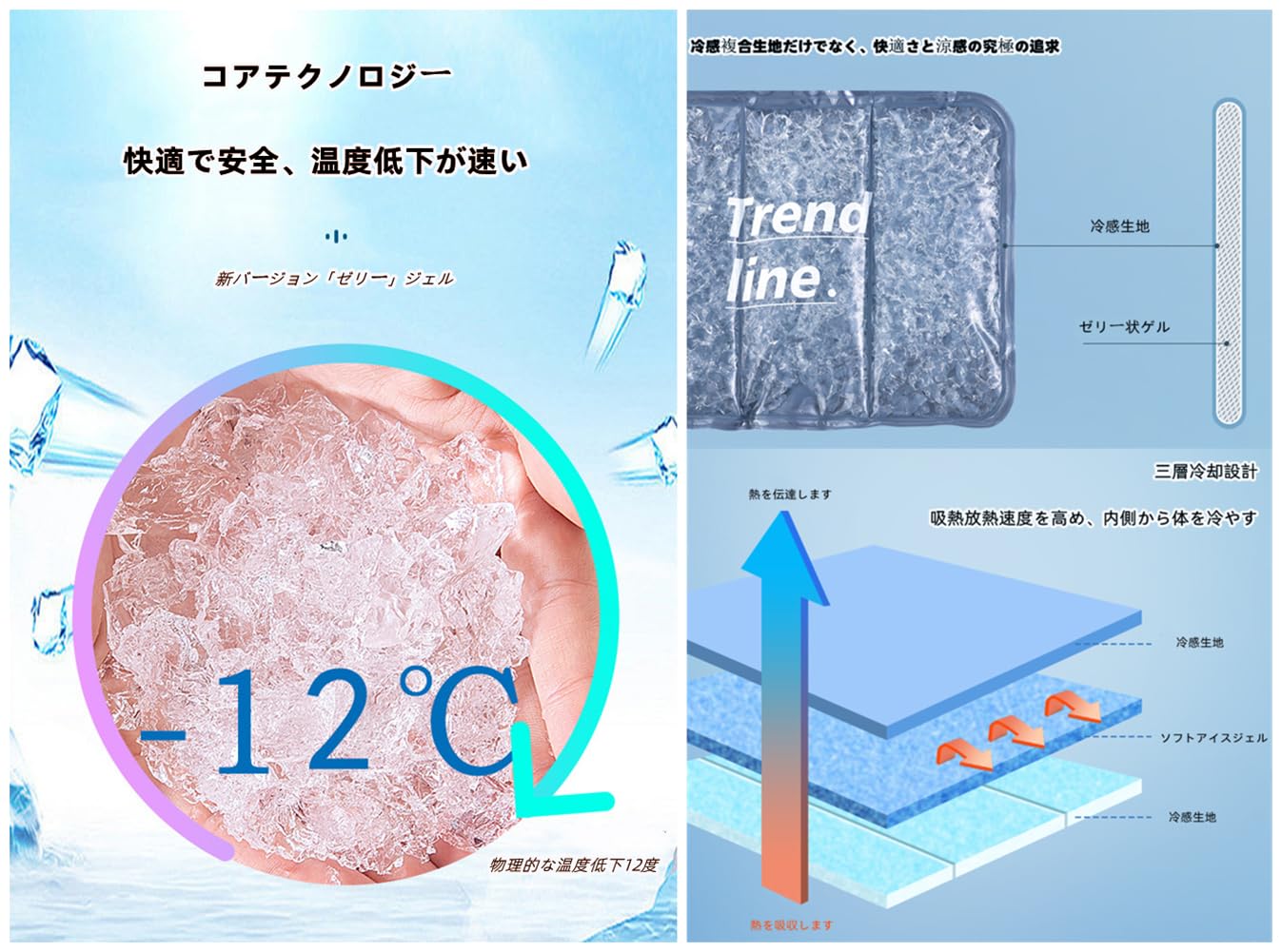 Amazon.co.jp: 冷感 クッション 冷却マット 冷感ジェルマット -12