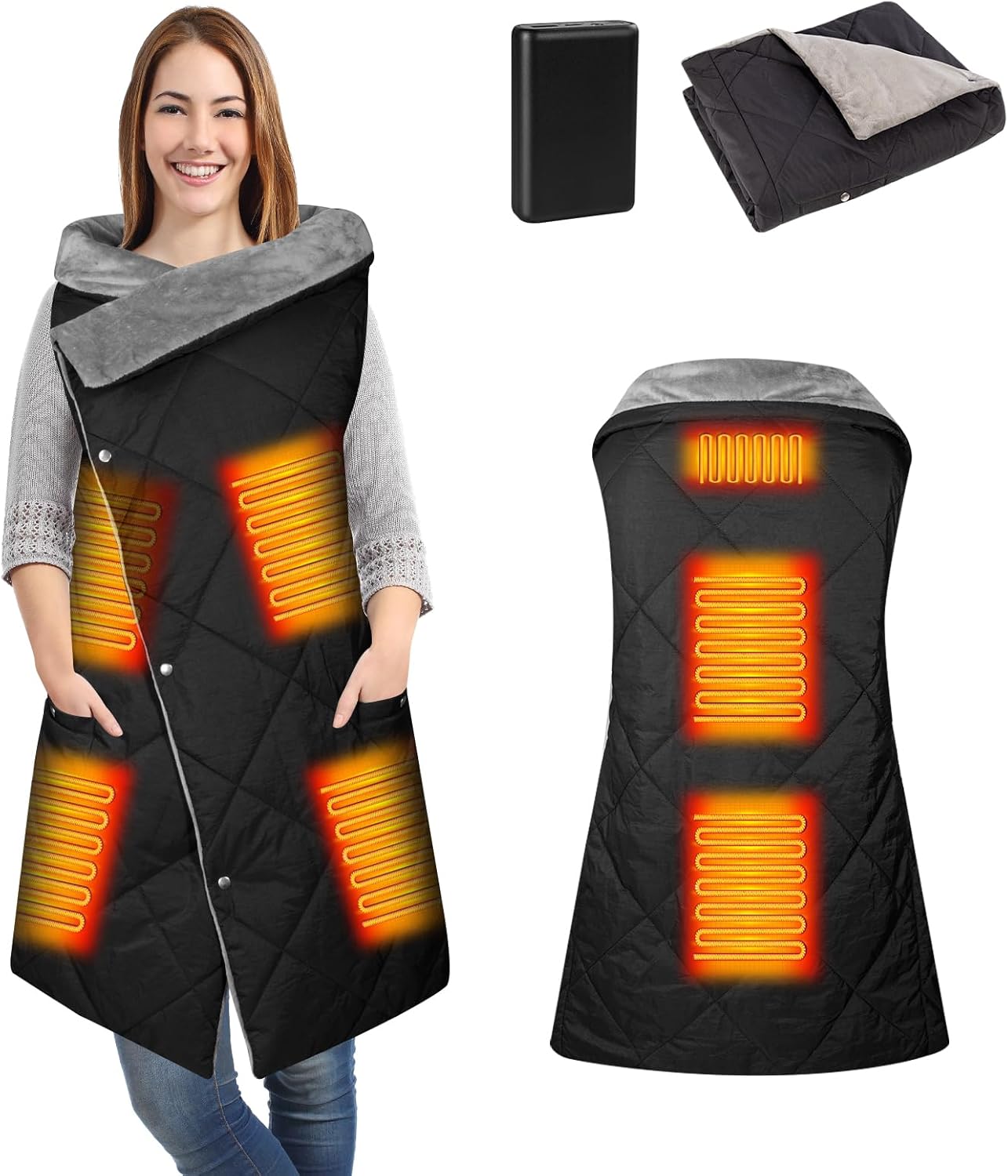 Diweez Cordless Heated Blanket, USB Electric Blanket Heating Wearable Blanket with