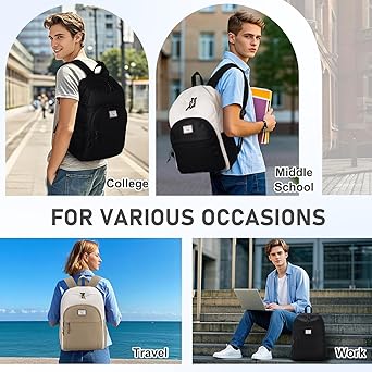 VASCHY Rugzak voor heren, grote capaciteit, lichte rugzak voor dames, 15,6 inch, schooltas, jongens, meisjes, tieners voor school, middelbare school, universiteit, reizen, werk, Blauw, Eén maat