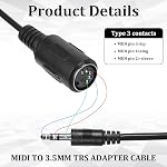 2 Boîte du type A MIDI à 3.5mm Adaptateur, 14" MIDI Femmes TRS 3.5mm Convertisseur audio de câble de cassure pour homme BMIDI-5-35 Type A TRS Hommes 5-pin DIN Câble Ultra-petits Plugs pour les claviers Synths DAWs