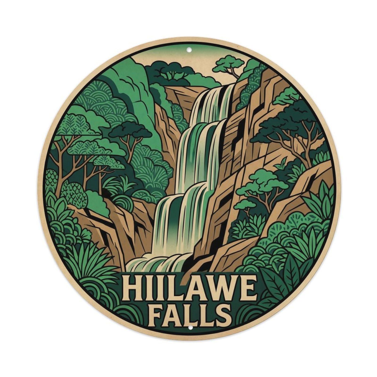 Hiilawe Falls Hawaii Island Nature Scenic Trail Metal Tin Sign