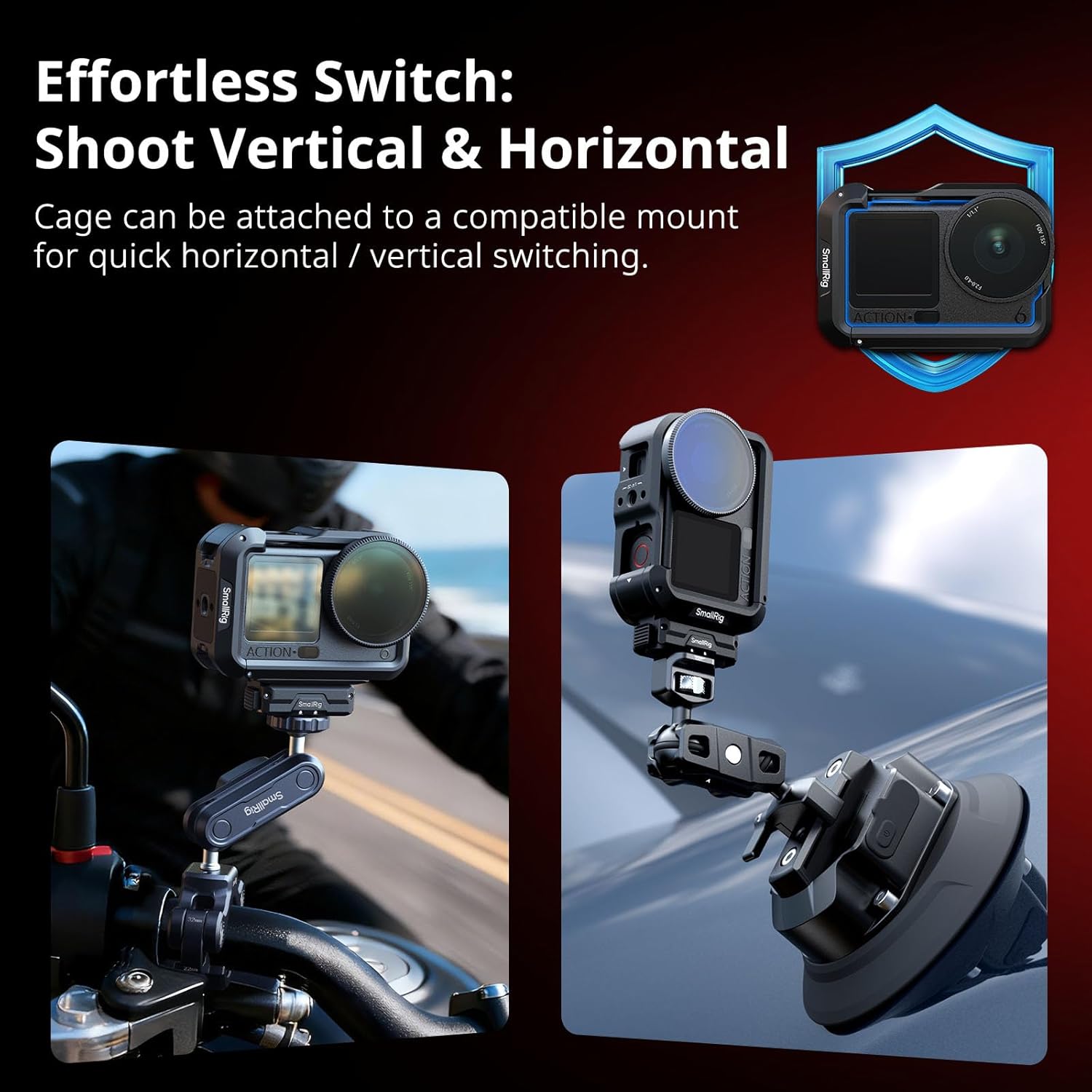 SMALLRIG Action 6 Cage for DJI Osmo Action 6 with Expansion Interfaces, Cold Shoe, 1/4"-20 Threaded Hole, Quick Release, Aluminum Action Camera Cage for DJI Action 6, Protective Frame Cage - 5888