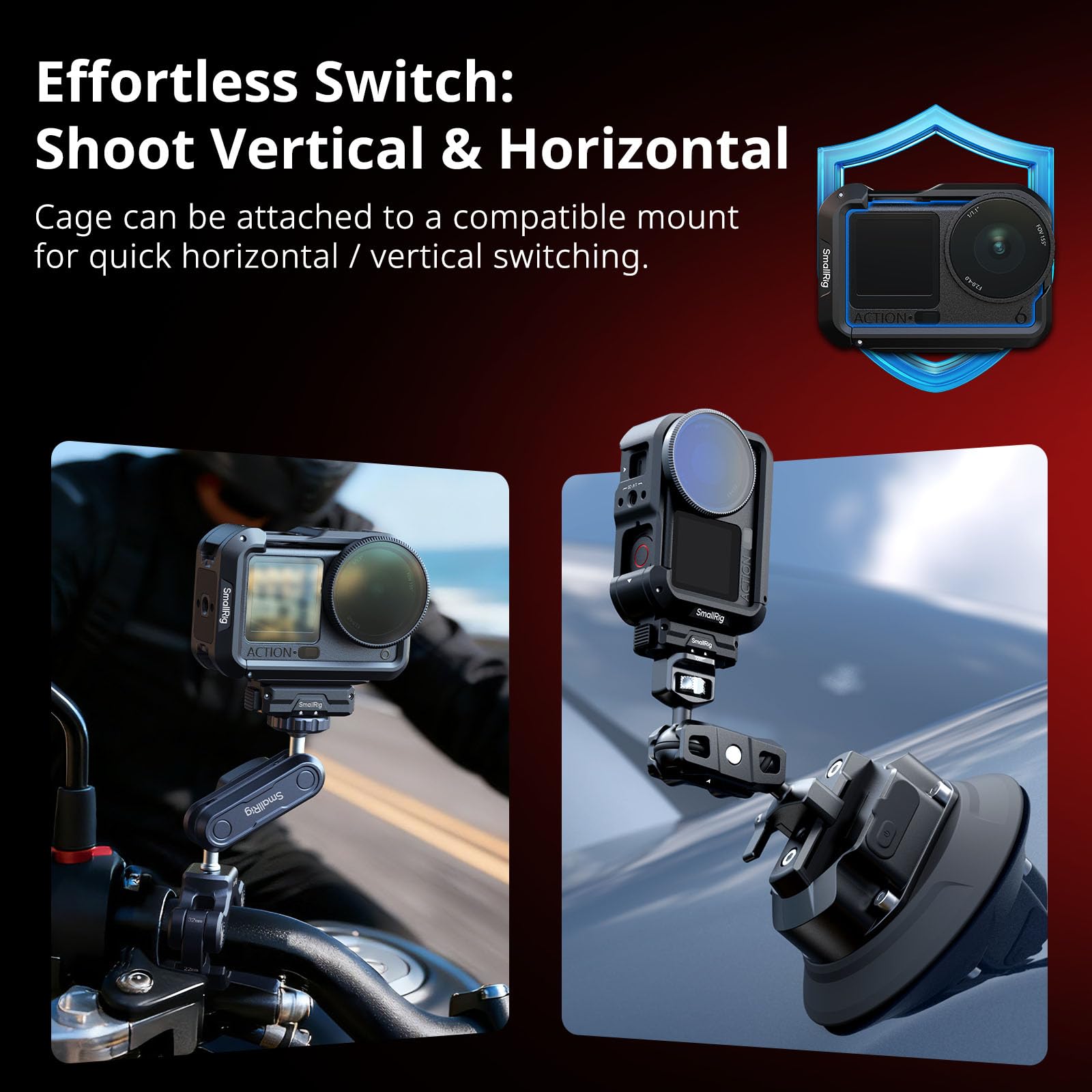 SMALLRIG Action 6 Cage for DJI Osmo Action 6 with Expansion Interfaces, Cold Shoe, 1/4"-20 Threaded Hole, Quick Release, Aluminum Action Camera Cage for DJI Action 6-5888 - 3