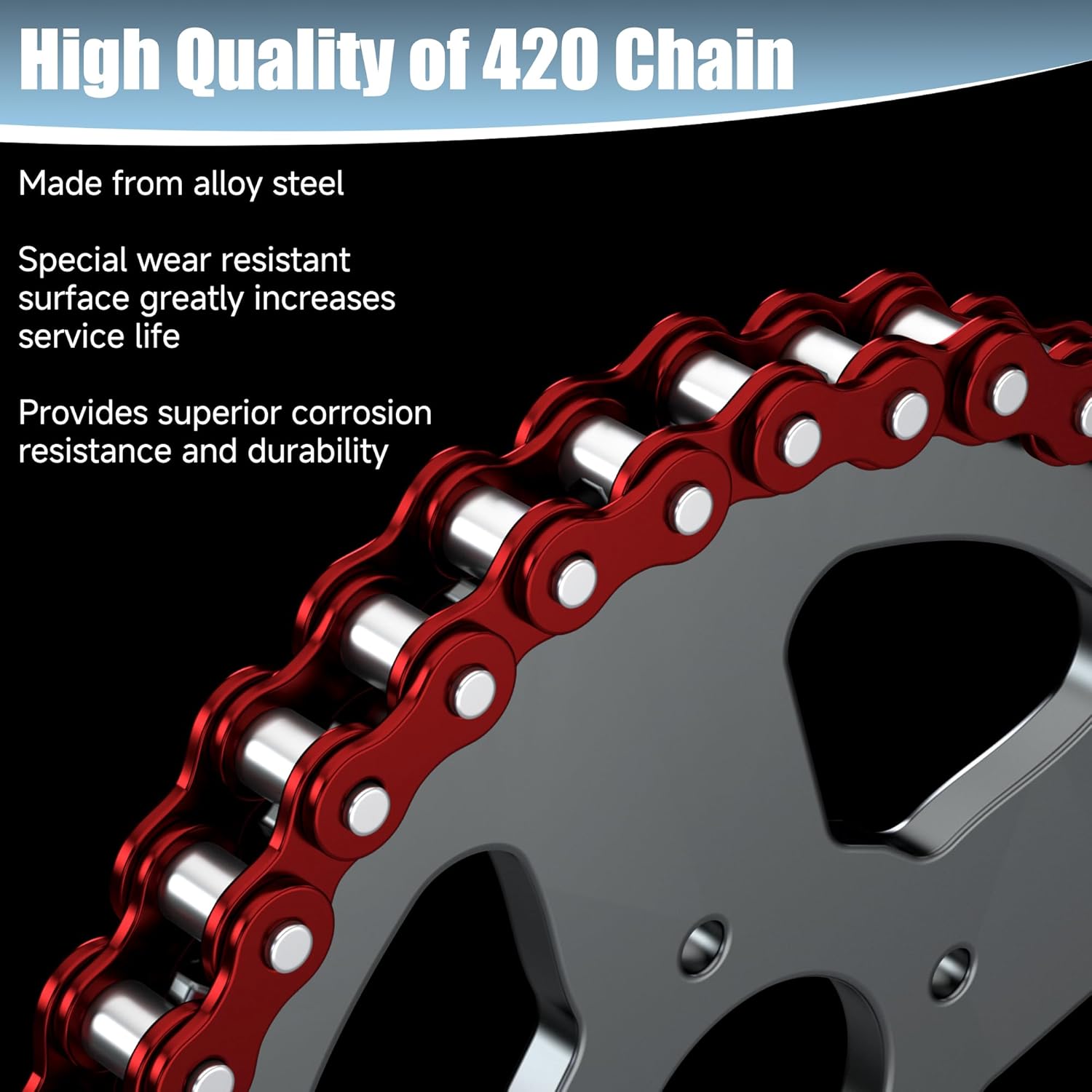 420 Chain Mini Bike Chain 90 Links Replacement for Coleman Mini Bike CT200U BT200X CT200U-EX Baja Warrior Massimo MB200 TrailMaster Predator 212 196cc 6.5hp Accessories Parts Chain Adjuster - Image 3