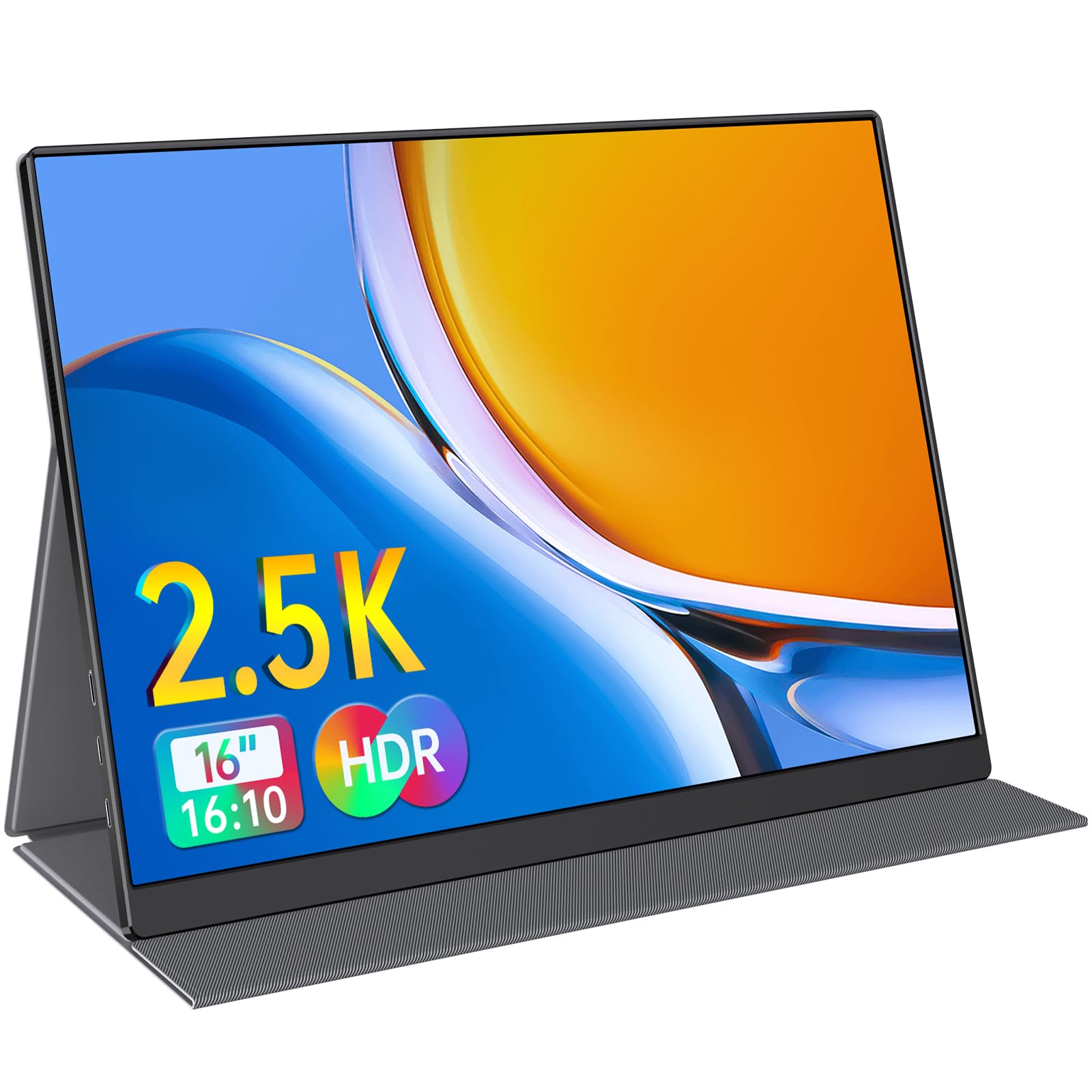 Anyuse Portable 16.0" QHD 2.5K Laptop Monitor - USB C HDMI Gaming Ultra-Slim IPS Display w/Smart Cover & Speakers, HDR Plug&Play, External Monitor for
