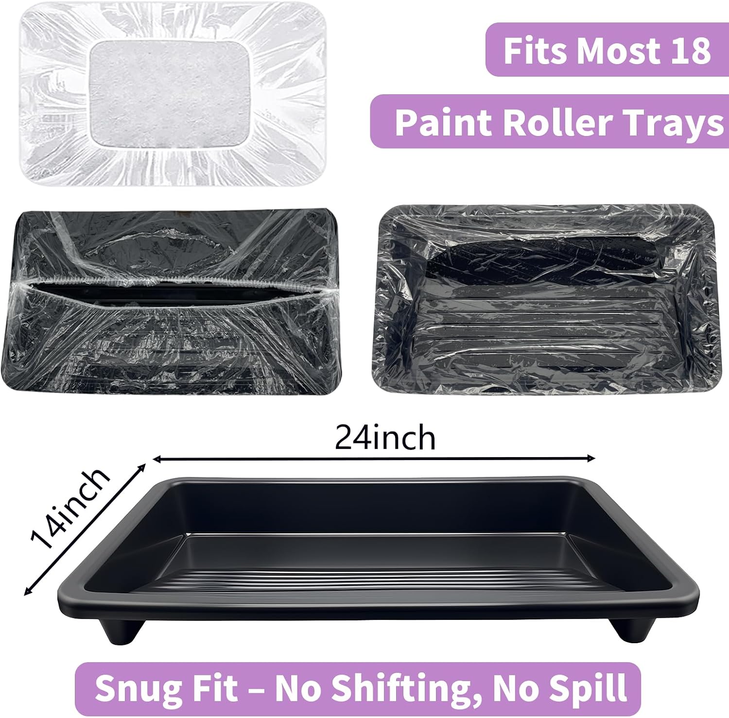 20 Pcs Paint Tray Liner Disposable – Thickened 18 Inch Paint Tray Liners Disposable for Paint Roller Tray – Durable Paint Pan Liners for Paint Pans Trays – for House Walls Ceilings Painting