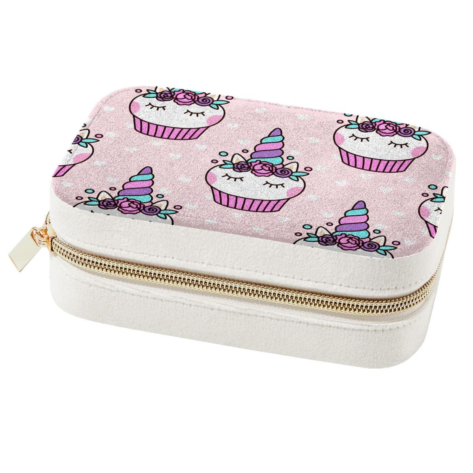 Boîte à bijoux licorne et cupcake portable pour voyage et rangement fille