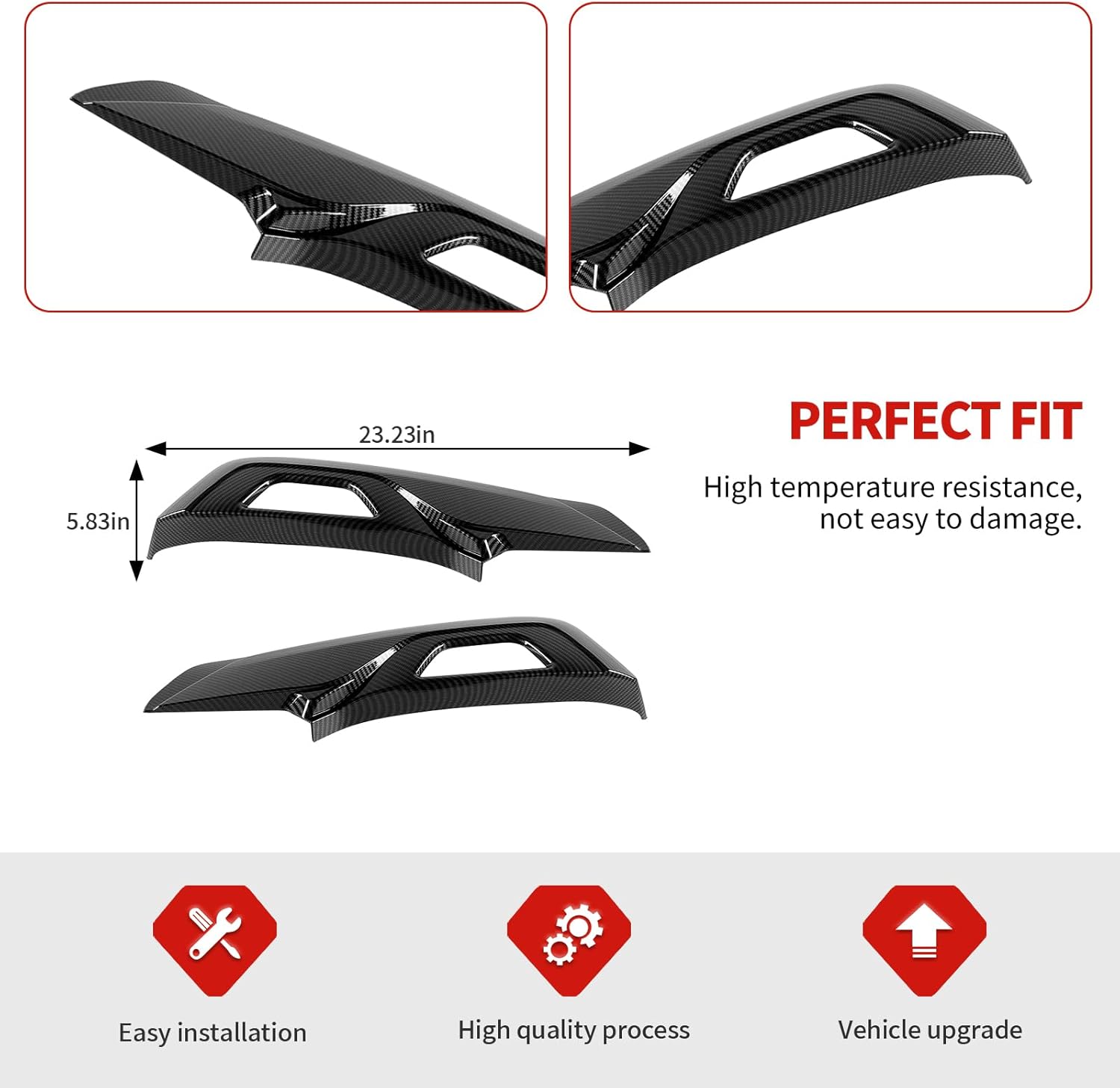 Jimen Fit for Ford Mustang 2015-2025, 2PCS Car Side Seat Panel Cover Trim (Carbon Fiber)