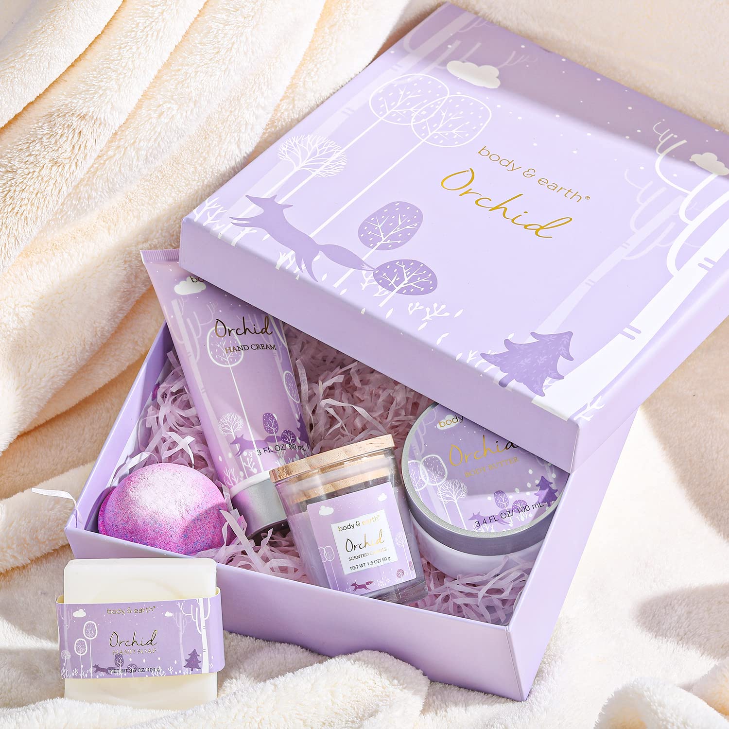 Body & Earth Set Donna Regalo Confezione 5 PCS, Idee Regalo Donna per Natale, Compleanno, Festa o Anniversario, Burro per Corpo, Crema Mani, Candela Profumata, Della Mamma, San Valentino per lei