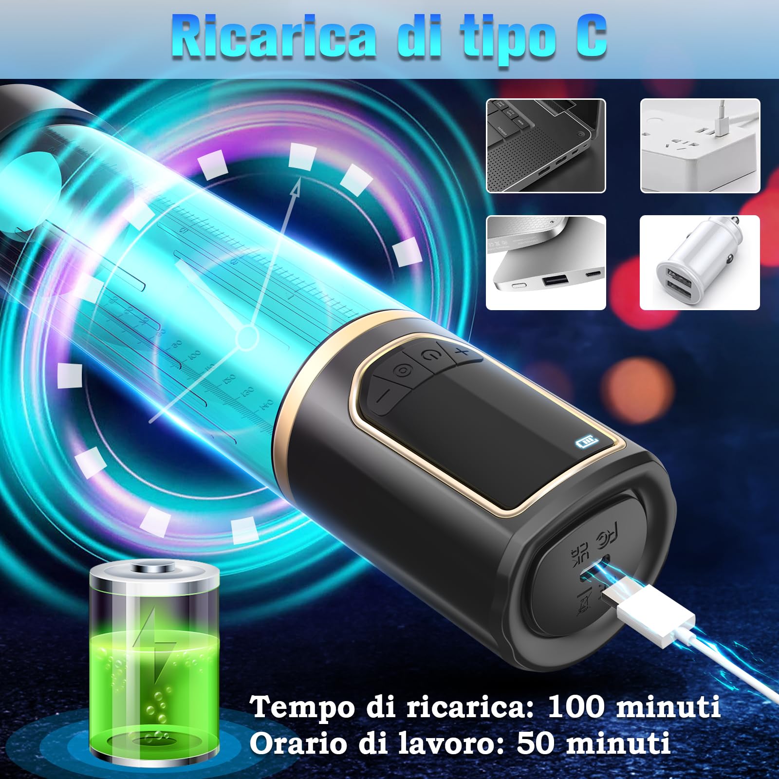 Ingrandimento Elettrica Pompa per Pene - Sex Toys Uomo con 8+8 Modalità di Aspirazione Masturbtore per Uomini Vacuum Device