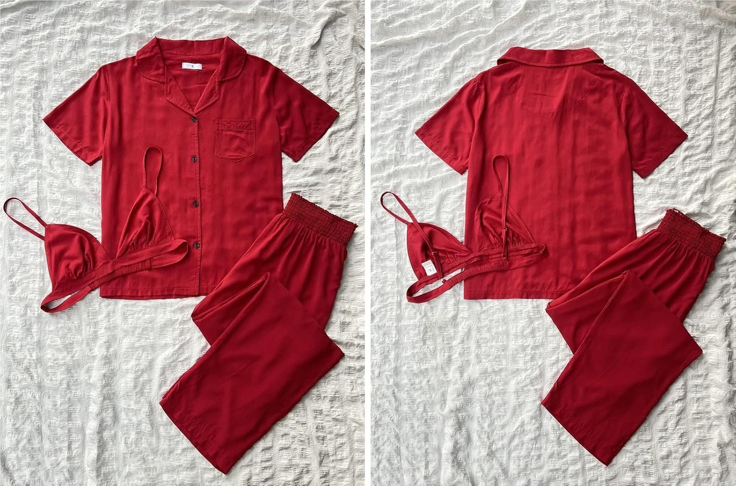 Conjunto genérico de pijama de 3 piezas para mujeres ropa de dormir abotonada ropa de dormir suave pijamas conjuntos de salón con sujetador sexy