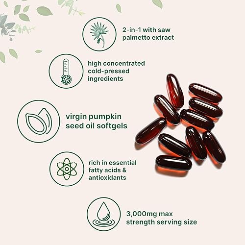 Miniatura 4 de Micro Ingredients Aceite de semilla de calabaza con palma enana americana de 3,000 mg cápsulas blandas y gomitas de péptidos de colágeno múltiple