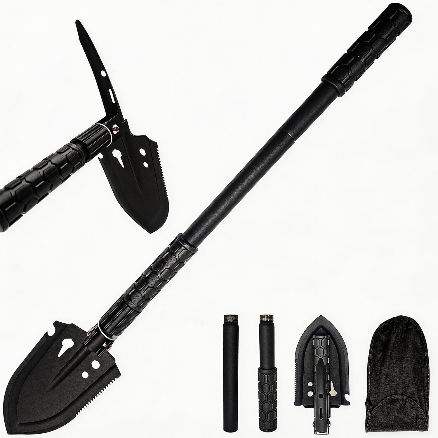 Pala Plegable Multifuncional 66 cm, Pala de Nieve Plegable, Pala Plegable Militar, Pala de Supervivencia Camping, Portátil Pala Plegable para Camping, Jardín, Supervivencia, Senderismo, Car