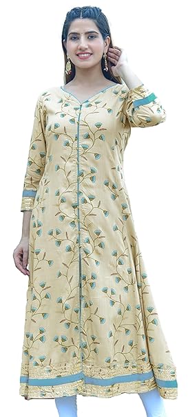 Yash Gallery Women's Rayon Relaxed Fit Anarkali Floral Printed Kurta
