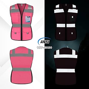 Uno Mejor Womens Safety Vest with 11 Pockets and Zipper