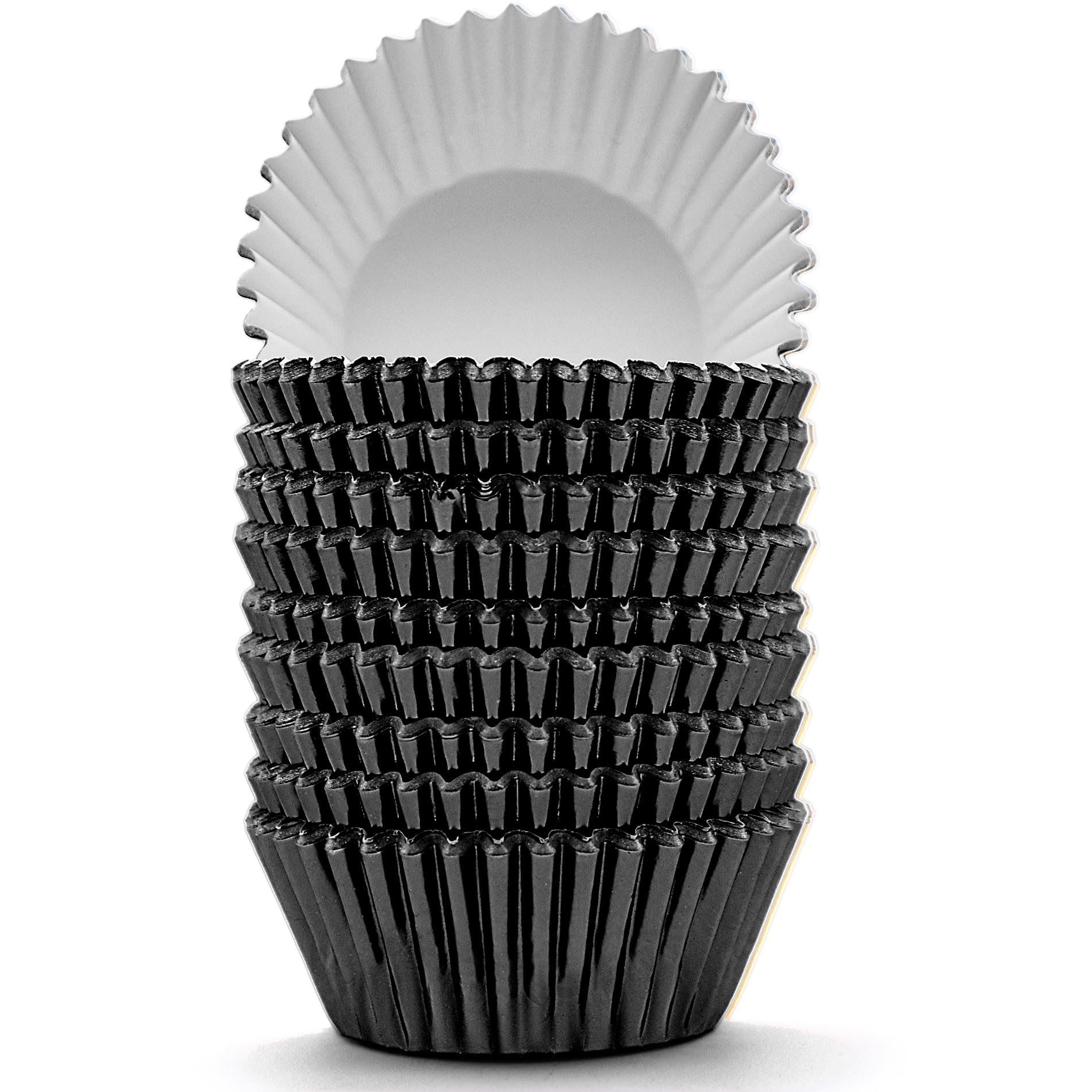 MODENGKONGJIAN 200 Pcs Black Foil Cupcake Liners Standard Baking Cups Muffin Paper Cases