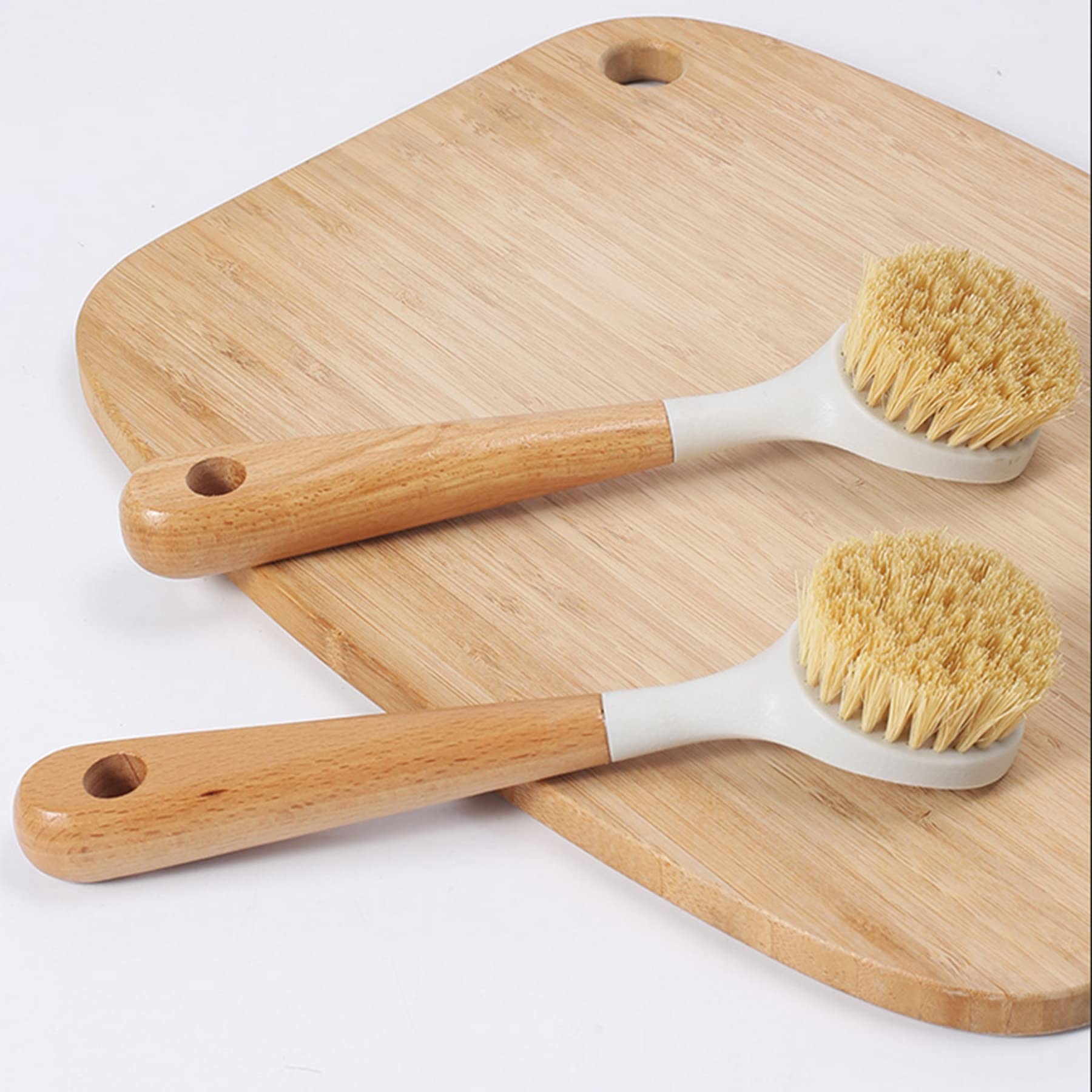 GOZAR 2Pcs Sisal Manico in Legno Pentola Spazzola di Scrubbing Manico Lungo Cucina Pulizia Pentola Pennello Pentola Non Stick Pentole Pentole Ciotola Piatto Pennello