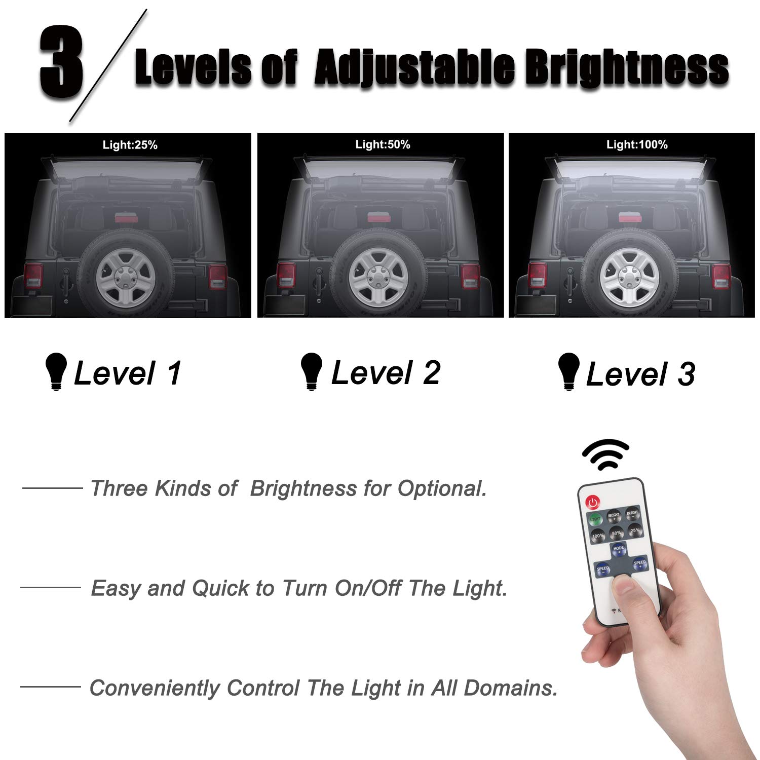 Sunluway LED Rear Glass Lift Gate Dome Light Bar for Jeep Wrangler 2007