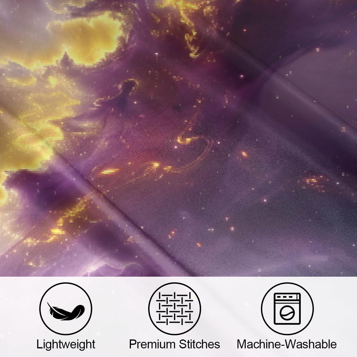Satin Pillowcase for Hair and Skin Purple Gold Galaxy Abstract Soft Silk Pillow Case with Envelope Closure Cooling Pillow Cases Slip King Size Pillow Cover for Women Men Kids Boys Girls 20x40