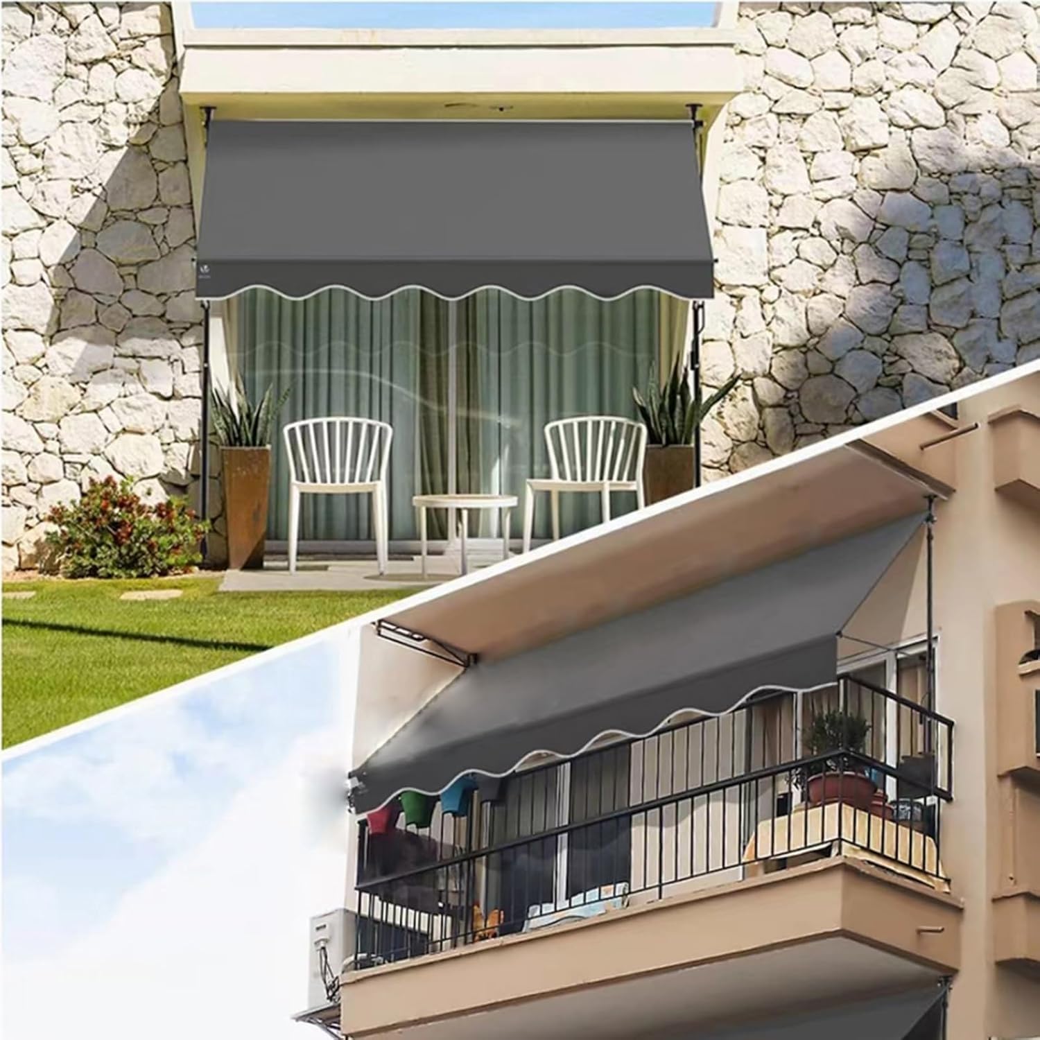 auvent Auvent de Remplacement réglable en Tissu, auvent en Polyester Enduit de PU résistant aux UV for patios, Durable et résistant aux intempéries