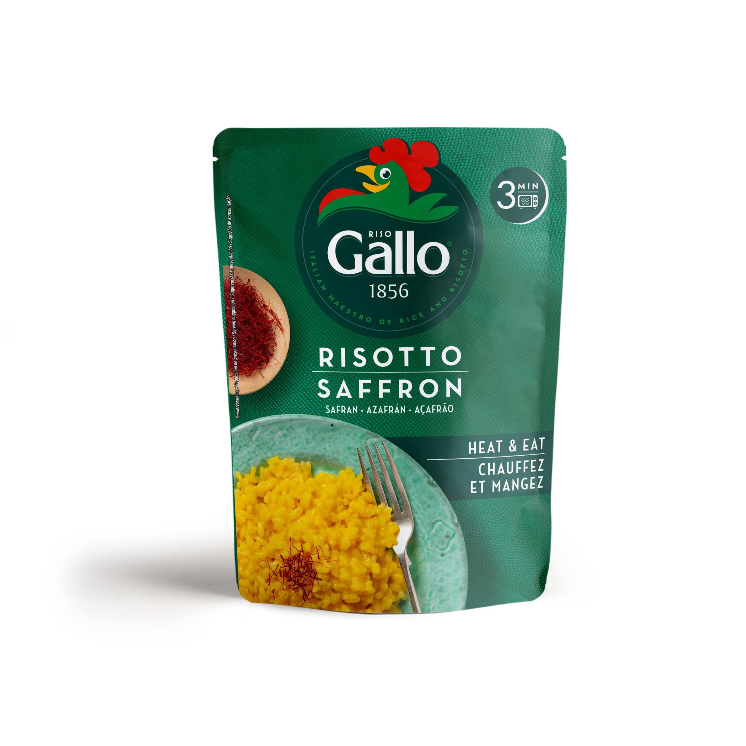 Riso Gallo Risotto Pronto, Saffron, Vegetarian Quick Cook Risotto, 250 g (Pack of 6)