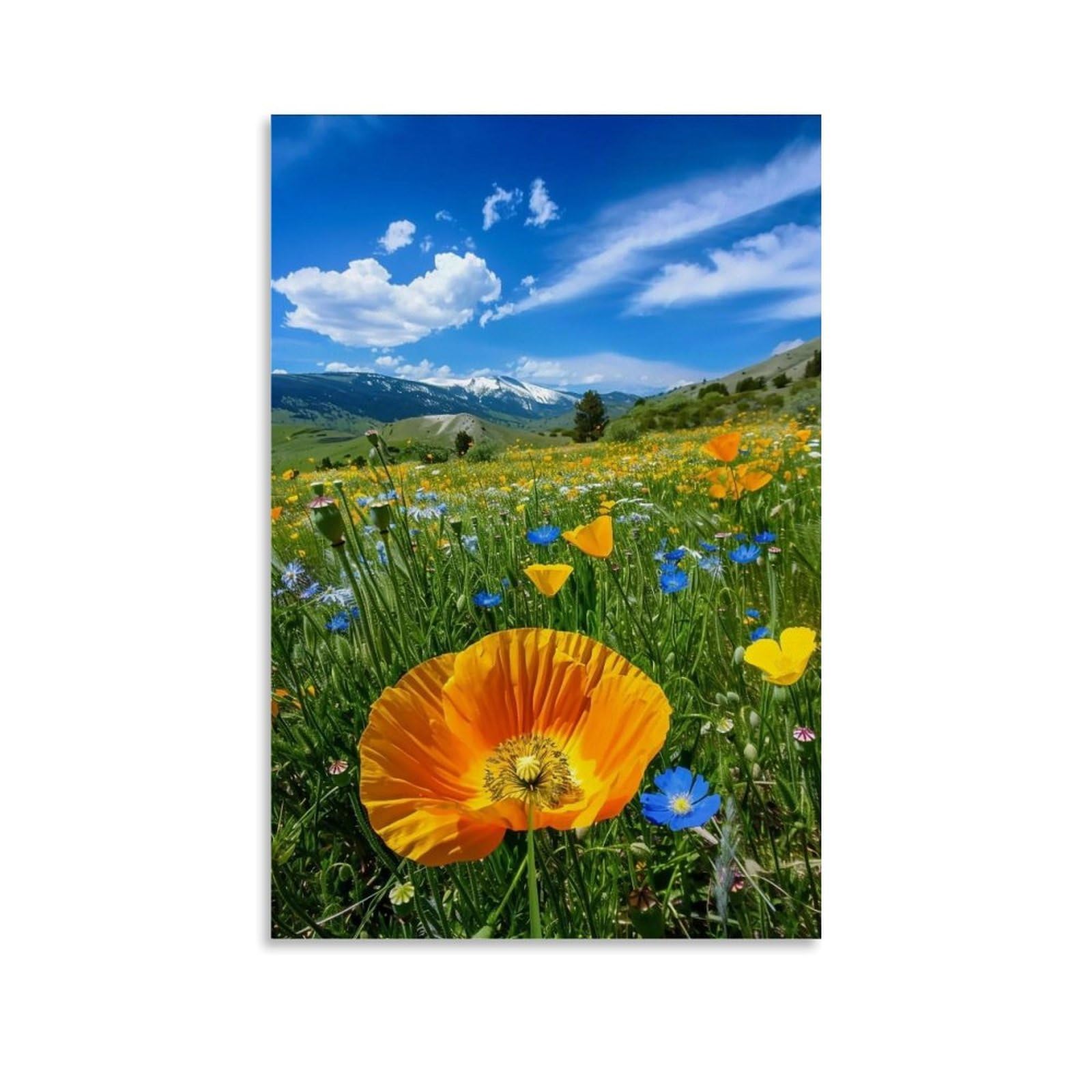 WHOUHJYE Golden Poppy Meadow 03 Poster Wall Art Canvas Vintage Aesthetic Painting Decor for Rooms 20x30inch Unframe-style