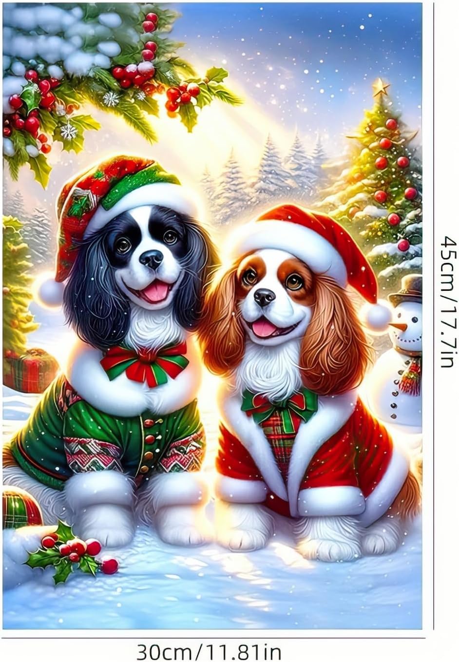 Christmas Garden Flag 12x18 Inch Winter King Charles Dog Yard Flag Double Sided Holiday Outdoor Banner Festive Puppies with Santa Hats for Lawn Patio Decoration Seasonal Display Door Décor Accent Door Garden Flag - Image 5