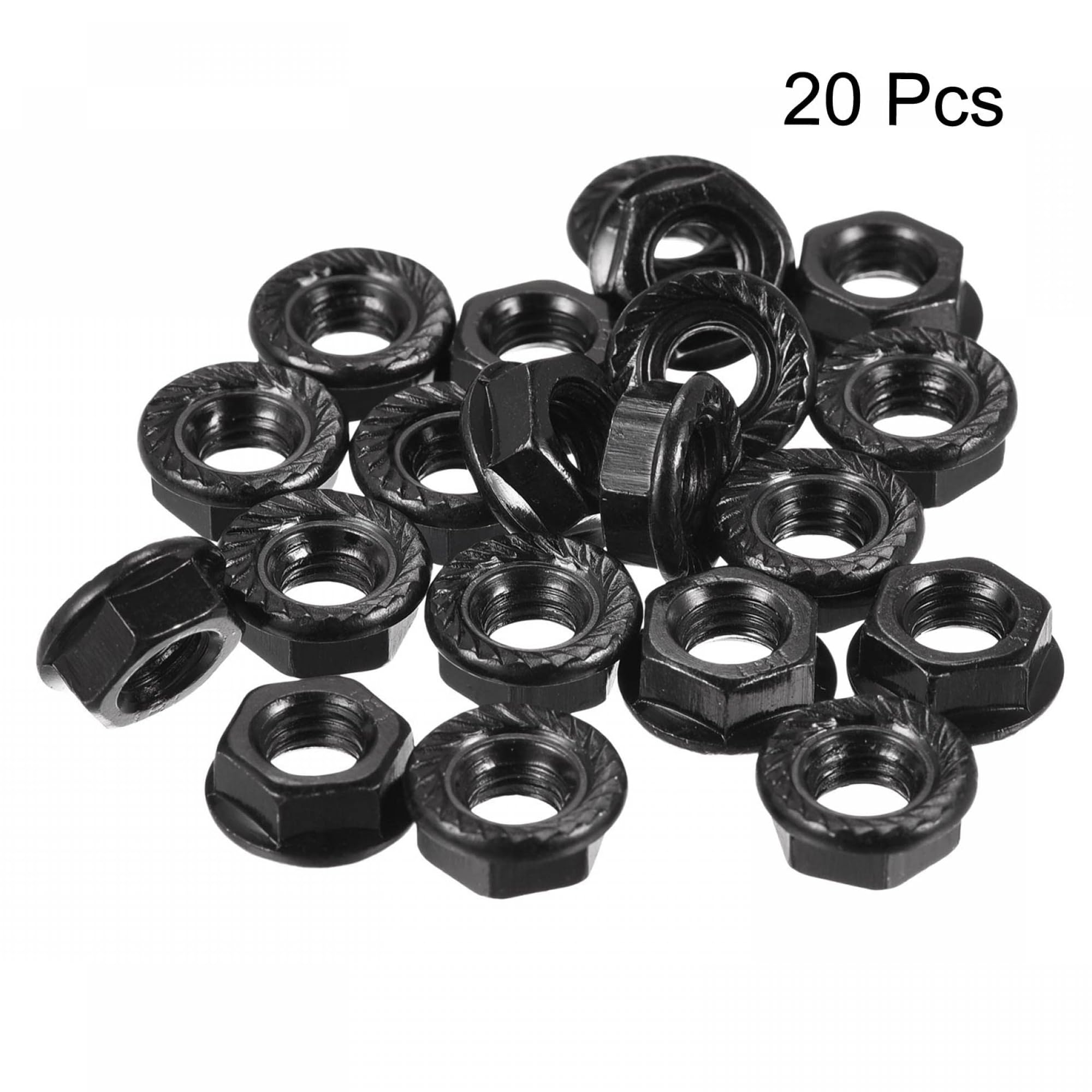 TOP-VIGOR M6 Serrated Flange Hex Lock Nuts, Carbon Steel Black Oxide Finish, Self-Locking Threaded Nuts - Image 3