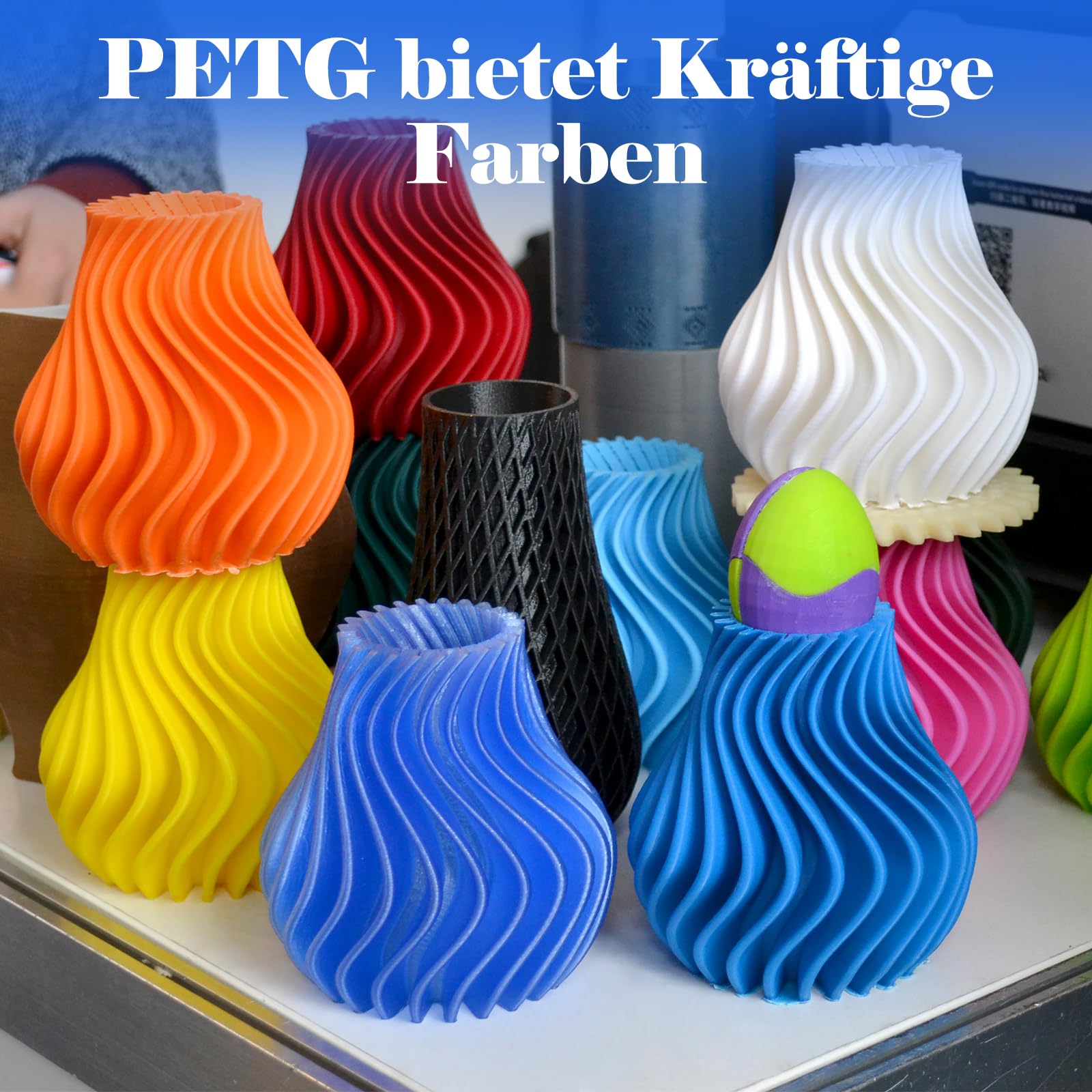 5 Stück PETG Filament 1.75 Schwarz, Stärker 3D Drucker Filament 1kg, Maßgenauigkeit +/- 0.02mm, PETG Schwarz für Die Meisten 3D Printer
