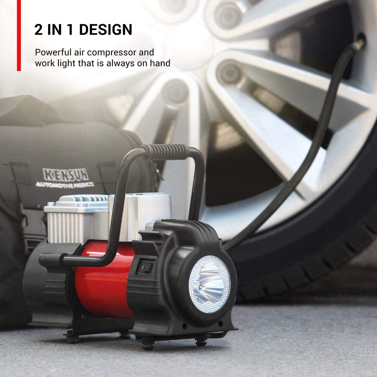 Kensun 12V DC Portable Air Compressor Pump - Upgraded 150W Digital Tire Inflator for Car Tires and Inflatables