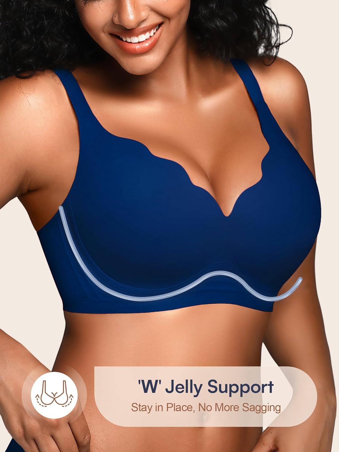 Wireless Jelly Bras for Women No Underwire with Support - S-2XL Seamless Bralettes Everyday Comfort Tshirt Padded Bra - Image 2