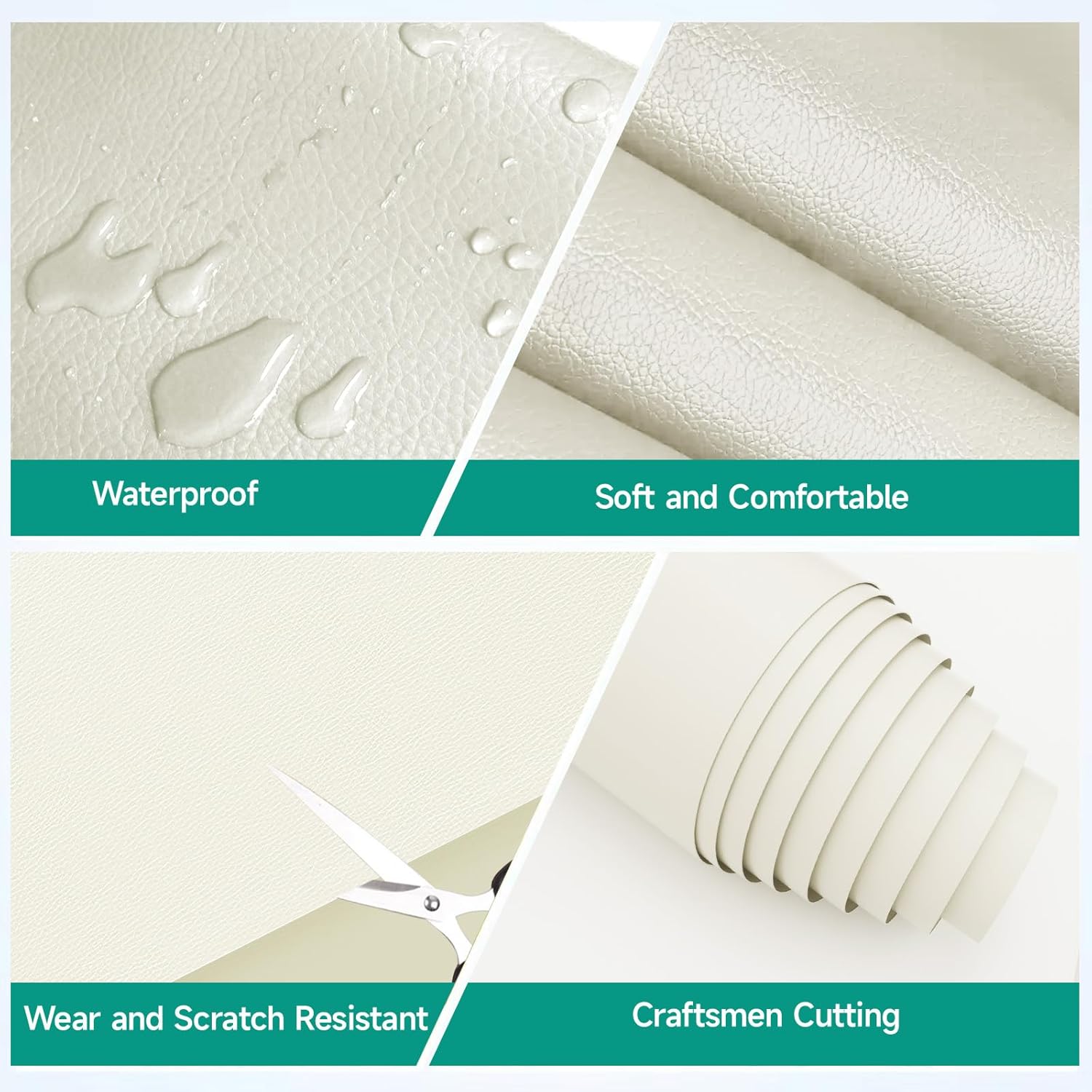 Marine Vinyl Fabric, 0.9MM Thick Soft Smooth Waterproof Synthetic Fabric Material Tube Packaging, Outdoor Boat Automotive, DIY and Crafting Pleather (White, 5Yd (54'' X 180'' inch))