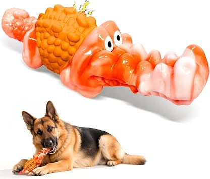 Dog Chew Toys for Aggressive Chewers Squeaky Dog Toy to Keep Them Busy, Reduce Boredom and Consume Energy for Medium, Large BreedOrange