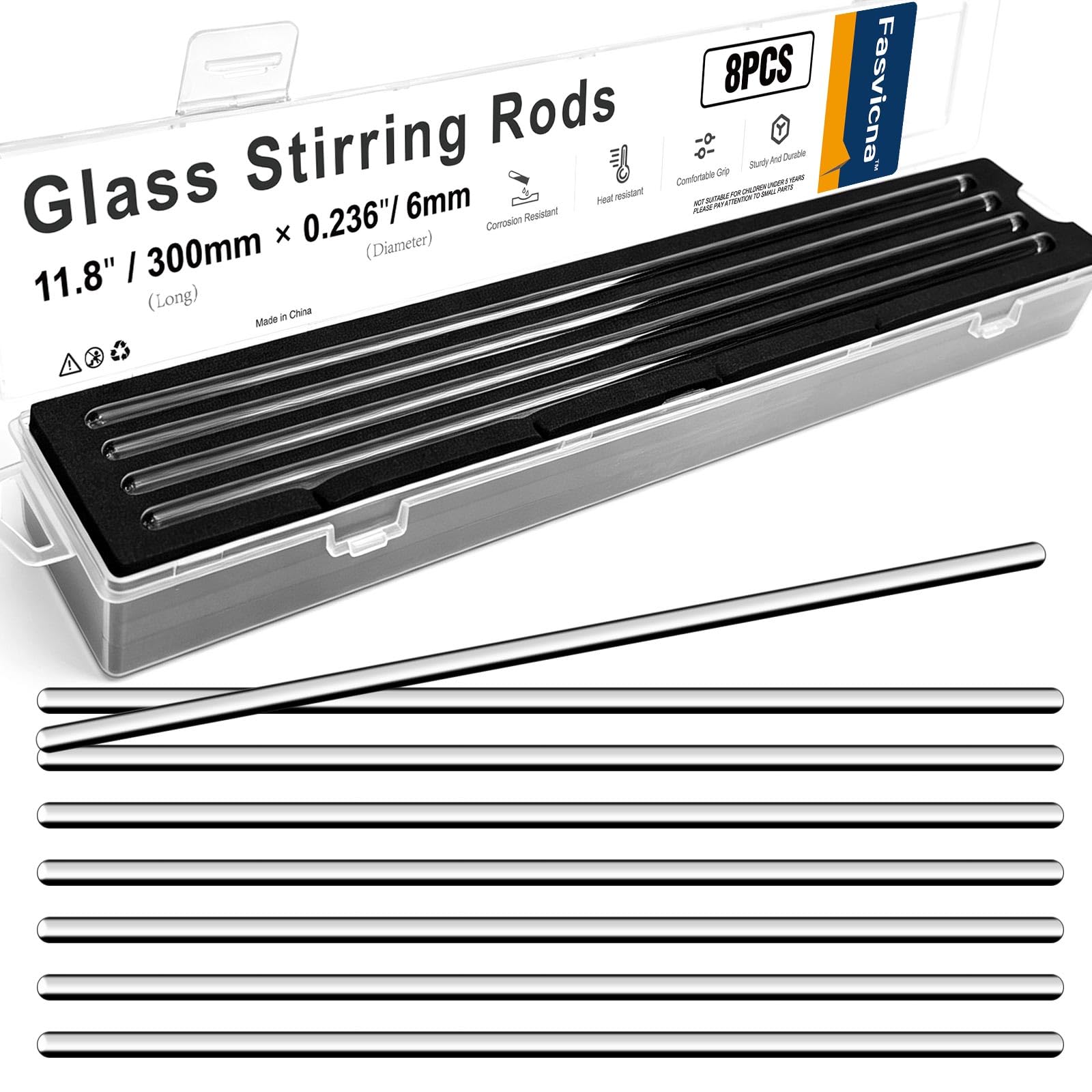 12PCS 6" x 5mm Glass Stirring Rods, Borosilicate Round End — Amazon image 8