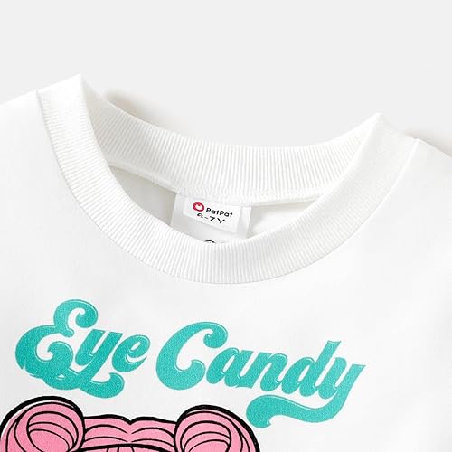 Miniatura 6 de L.O.L. Surprise! Conjunto de falda para niña, sudadera de manga larga con estampado de letras a cuadros, falda fruncida rosa, conjunto de ropa de 2