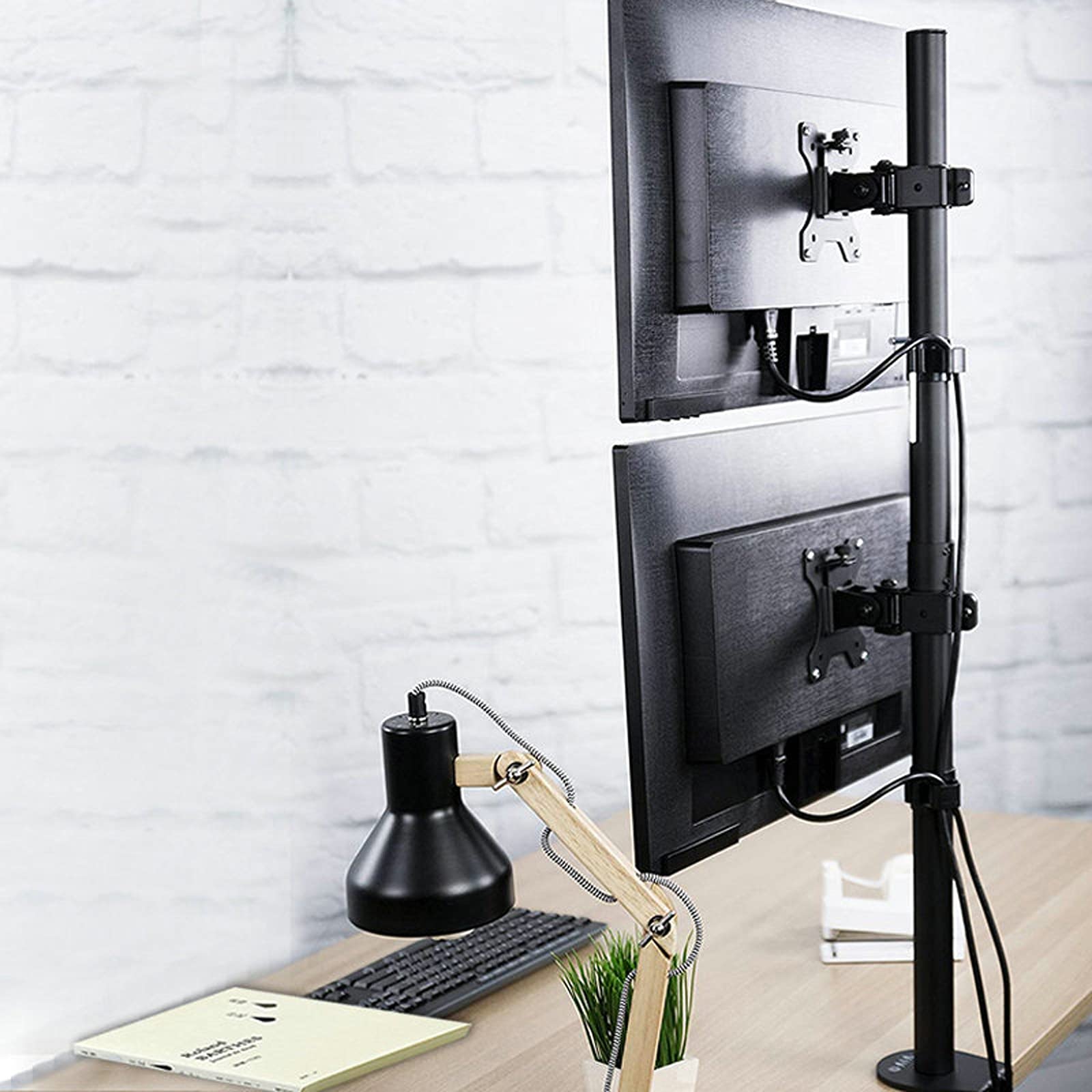 Monitor Arms Dual LCD Monitor Desk Mount Stand 17"-27" Monitor Mount Stand Up And Down Dual Screen Monitor Mount Arm with 75/100mm VESA, Ho(A-A