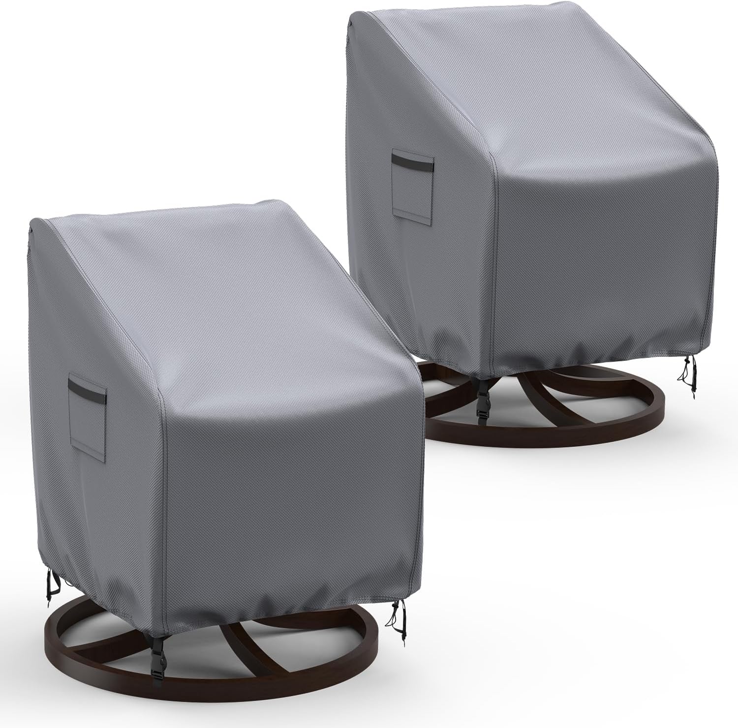 Swivel Patio Chair Covers, 2 Pack Waterproof Outdoor Rocking Chair Covers, Lawn Patio Furniture Covers, Heavy Duty Lounge Chair Cover, 30" W×34" D×38.5" H, Grey