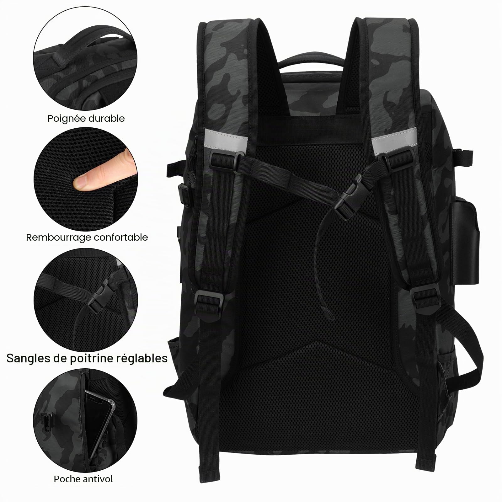 Hp hope Sac à dos de pêche avec porte-canne et refroidisseur, 40 l Sac d'équipement de pêche, équipement de pêche, sac à dos, équipement de pêche, 40 Liter, Sac à dos