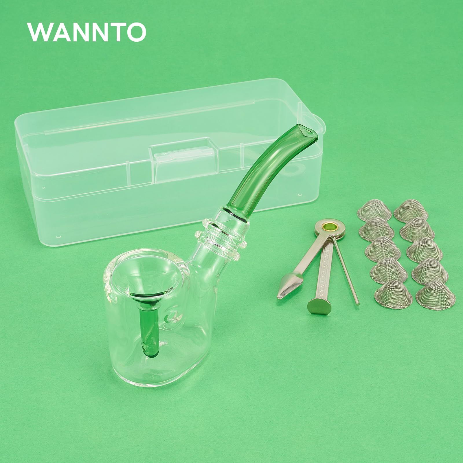 Glas 2-in-1 Tabakpfeife und Mini-Bong Wasserpfeife, 15,5 cm langlebiger Borosilikat-Bong mit Aufbewahrungsbox