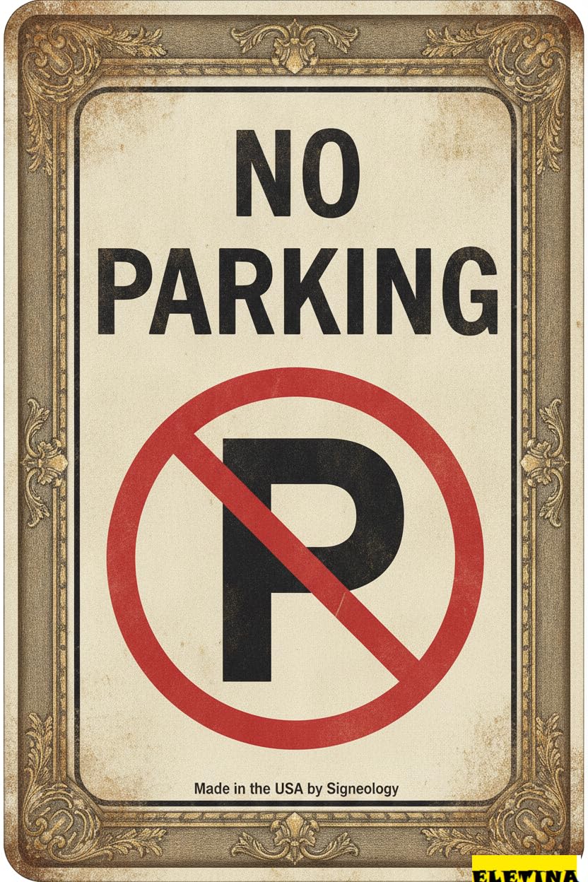 Personalized Sign for Man Cave No Parking Black Lettering 8x12in Metal Private Property Decorative
