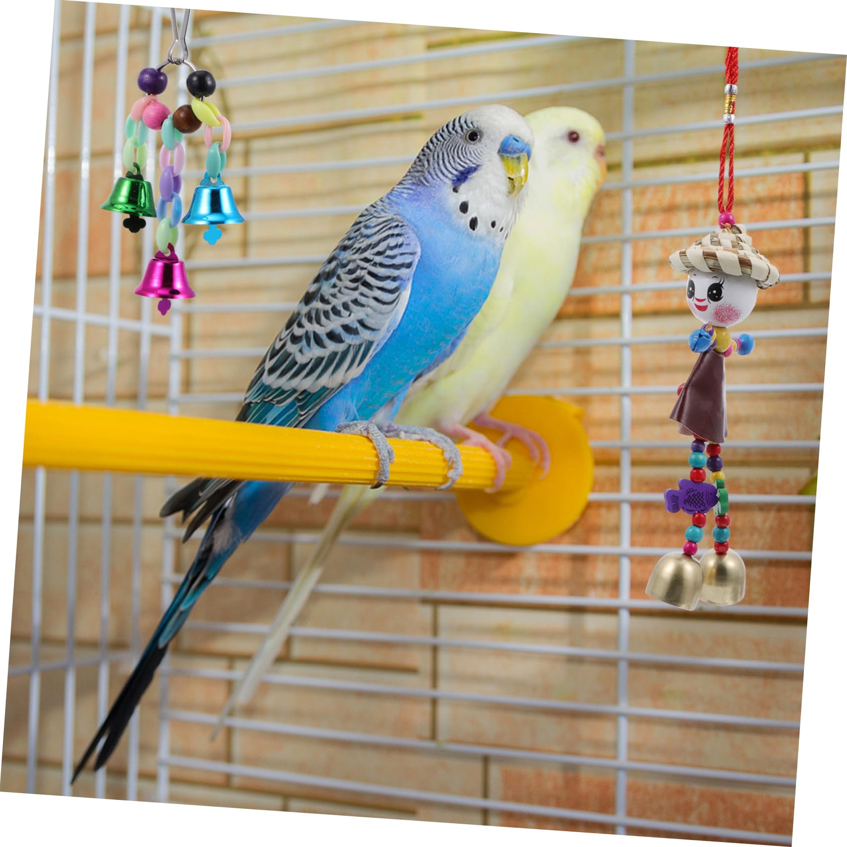 Juguete de Columpio para Pájaros, Set 5 Piezas de Madera | Rebabas, Decoración para Hogar, Apto para Aves y Fringílidos, Puente Multicolor Colgante