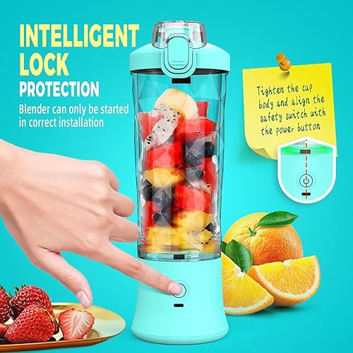 Miniatura 5 de Licuadora personal portátil de 17 oz16.9 fl oz, licuadora de tamaño personal de 175 W, ideal para batidos, mezcla de hielo, jugos y procesamiento de