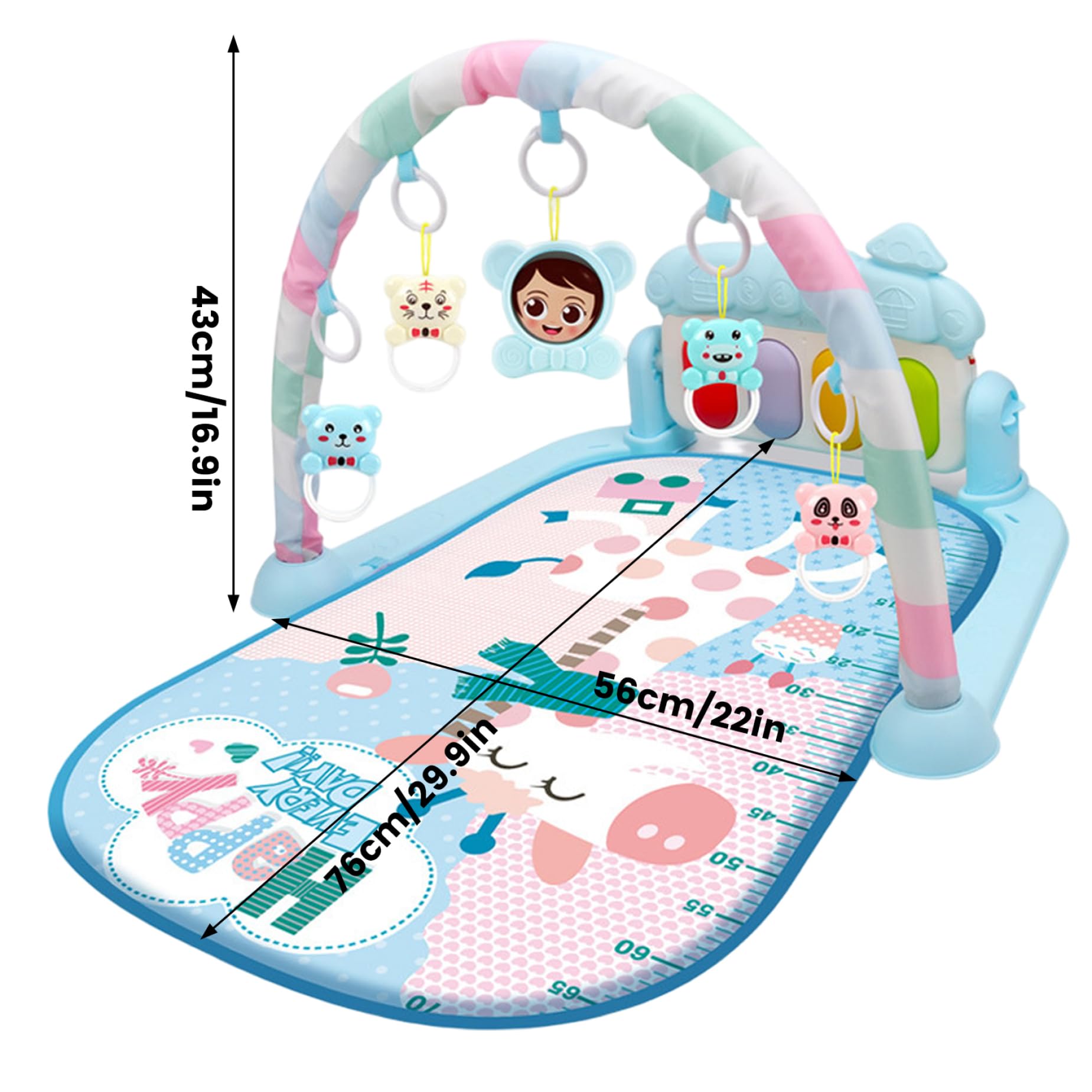 Alfombra de juegos para gimnasio para bebés con música y luz Centro de actividades para bebés fácil y seguro con colgante de sonajero Tapete para el tiempo boca abajo Juguetes para recién nacidos.
