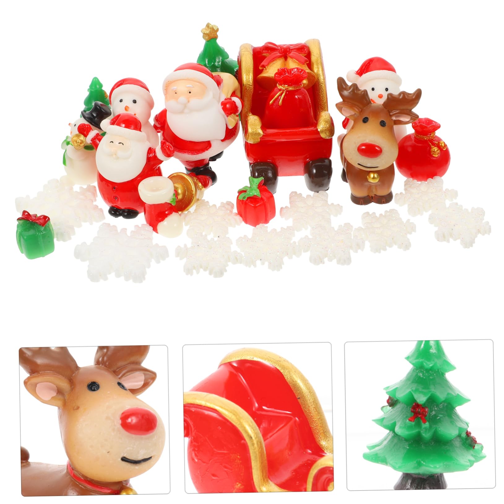 27pezzi Mini Decorazioni Natalizie in Resina Ornamenti Natalizi Forma Di Cartone Animato Micro Paesaggi Natalizi Pinzette Adatte Per Artigianato Natalizio Fai Da Te
