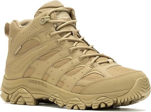 Merrell Moab 3 Botas tácticas impermeables para hombre, cuero recubierto y malla superior de combate, zapatos de trabajo para senderismo