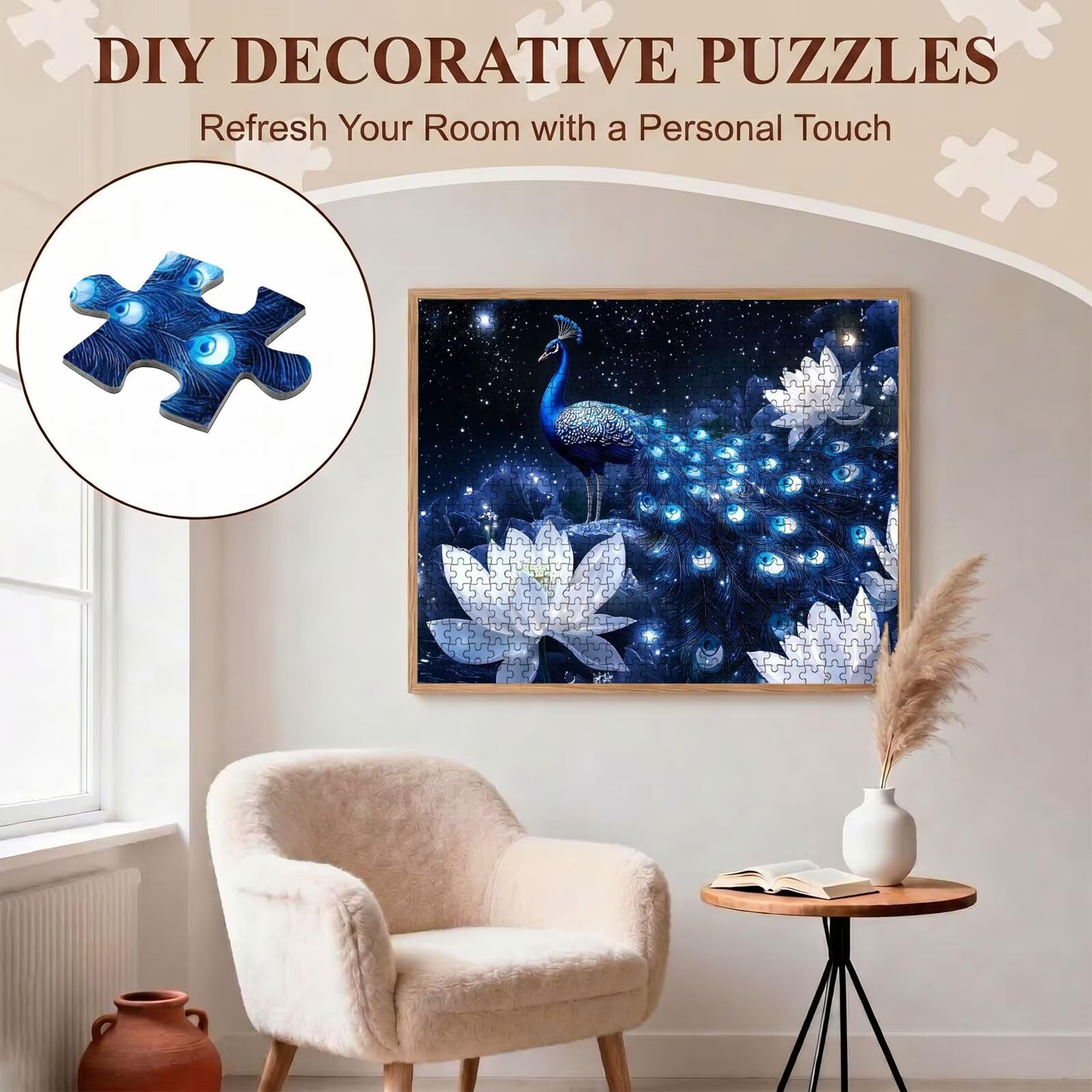 Loto Pavo Real Puzzle de 2000 Piezas, Juego de Mesa Familiar de Madera - Rompecabezas Adultos para Toda La Familia, Rompecabezas Educativo DIY y Antiestrés - con Mapa de Referencia, 99 x 70 cm f0-291