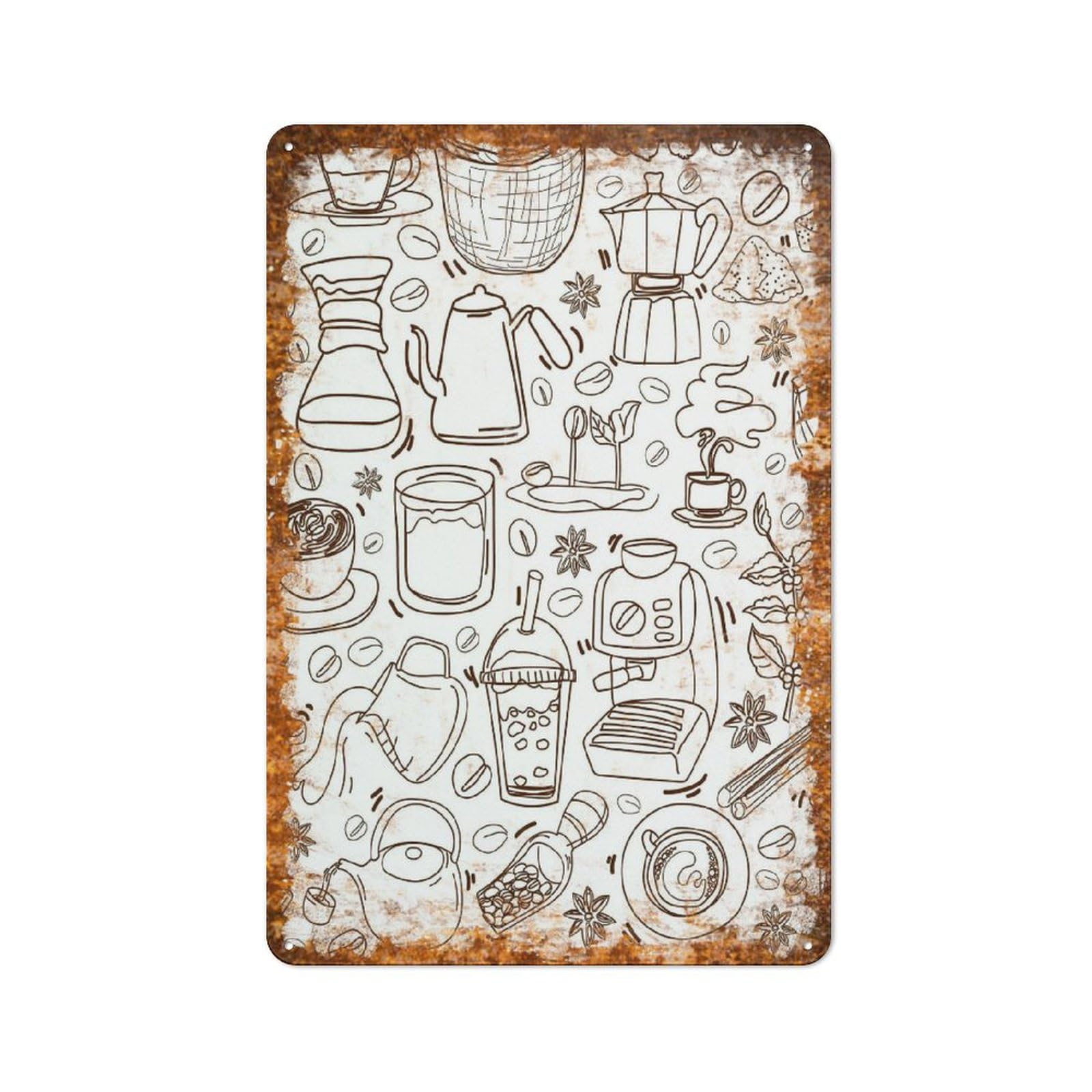 peiyeety Metal Tin Sign Retro Distressed Vintage Rustic Metal Kitchen Utensil Line Art Sketch Print Wall Art Decor for Home Kitchen Bedroom Bathroom Farmhouse Living Room Office Apartment 12x16 Inch